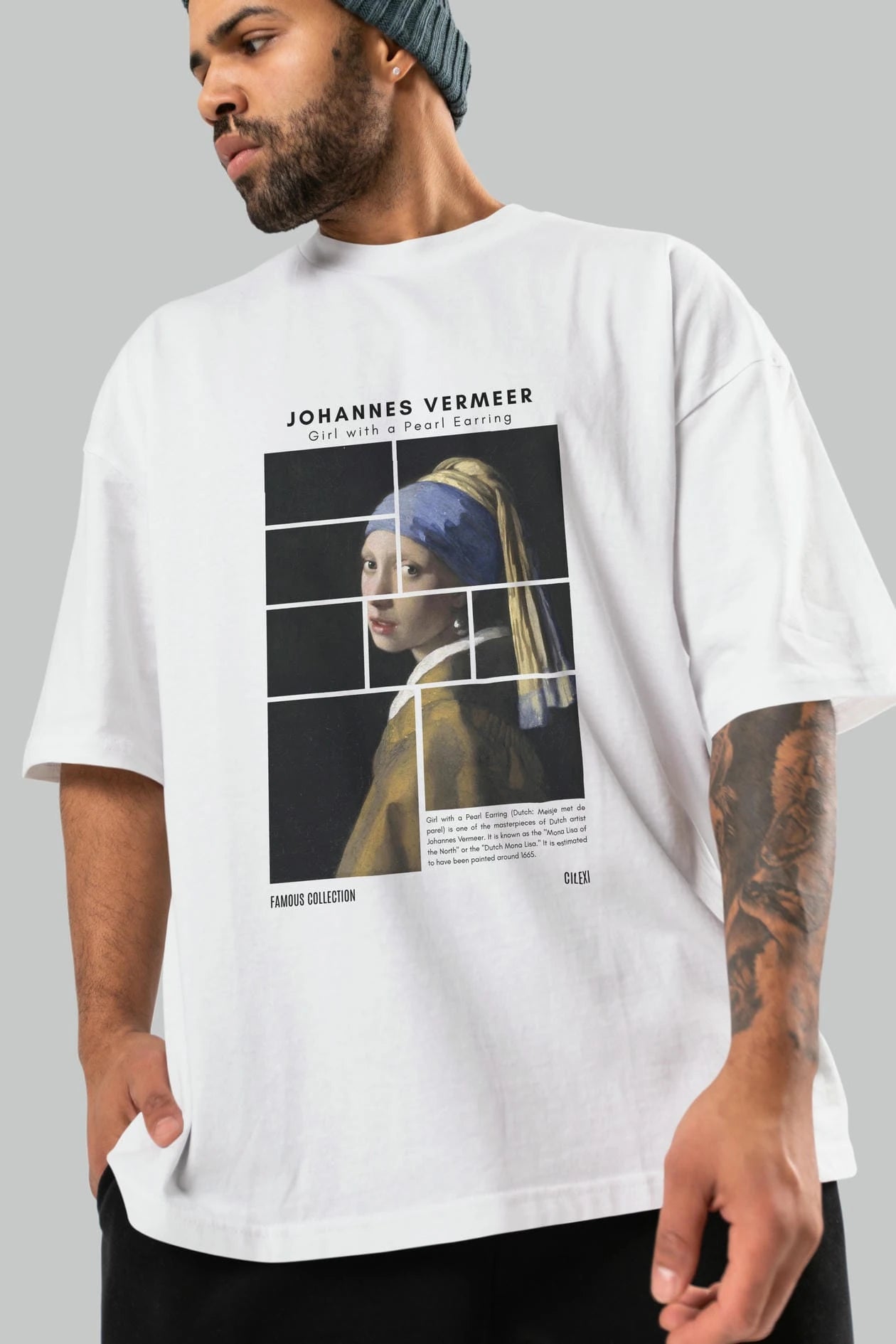 Johannes Vermeer ön Baskılı Oversize t-shirt Erkek Kadın Bisiklet Yaka Pamuk tişort