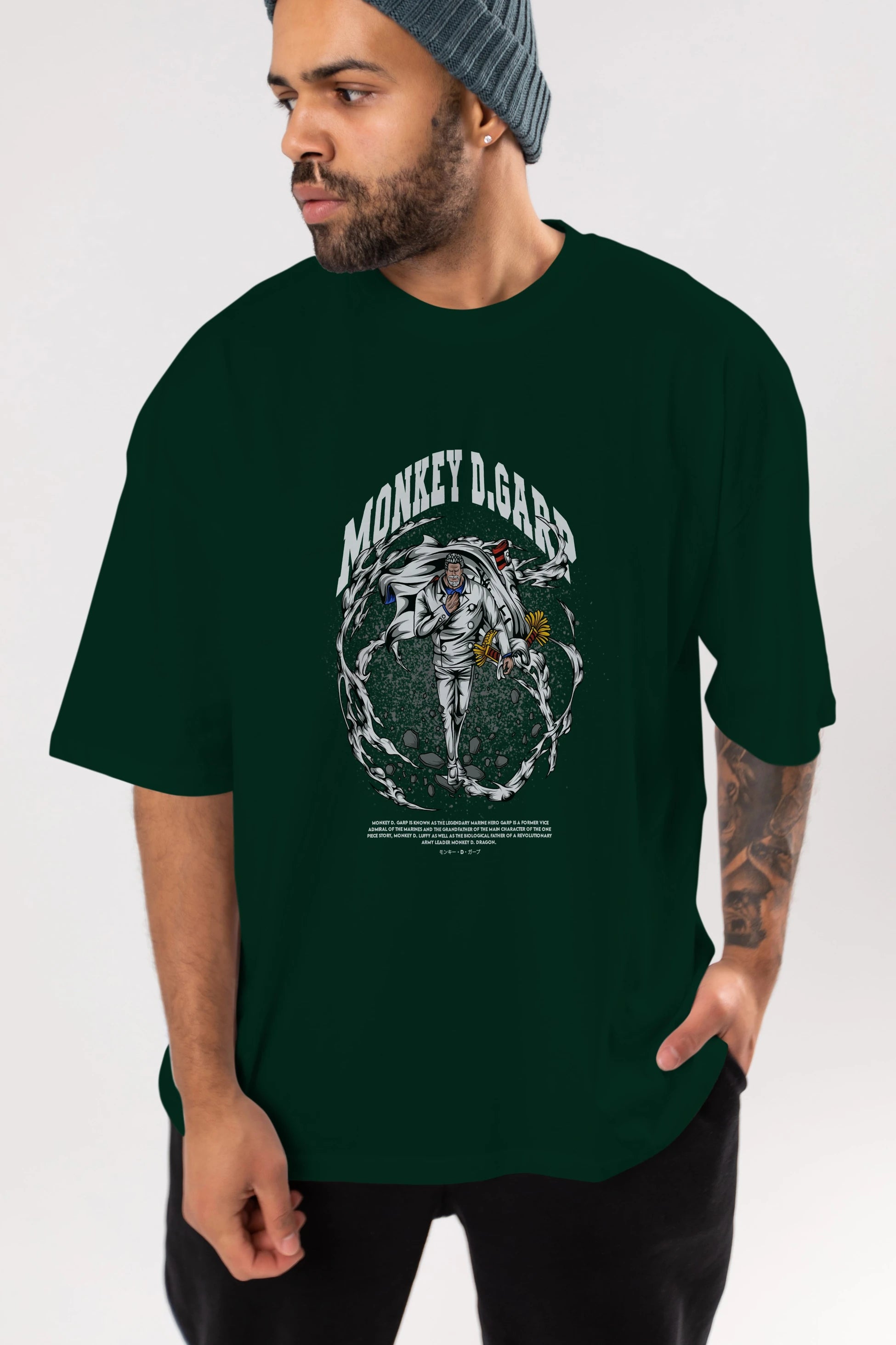 Monkey D. Garp Anime Ön Baskılı Oversize t-shirt %100 pamuk Erkek Kadın Unisex