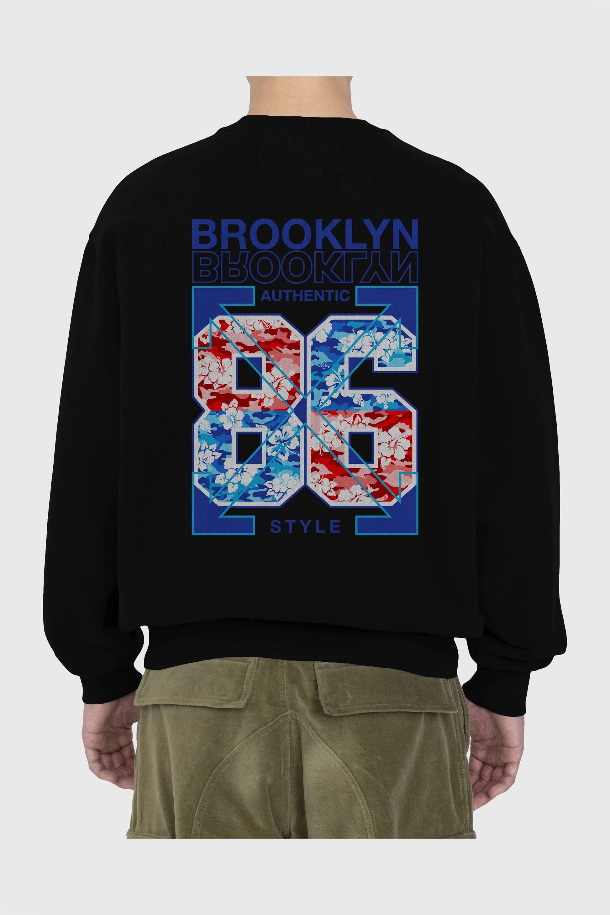 Brooklyn 86 Style Arka Baskılı Oversize Sweatshirt Erkek Kadın Unisex