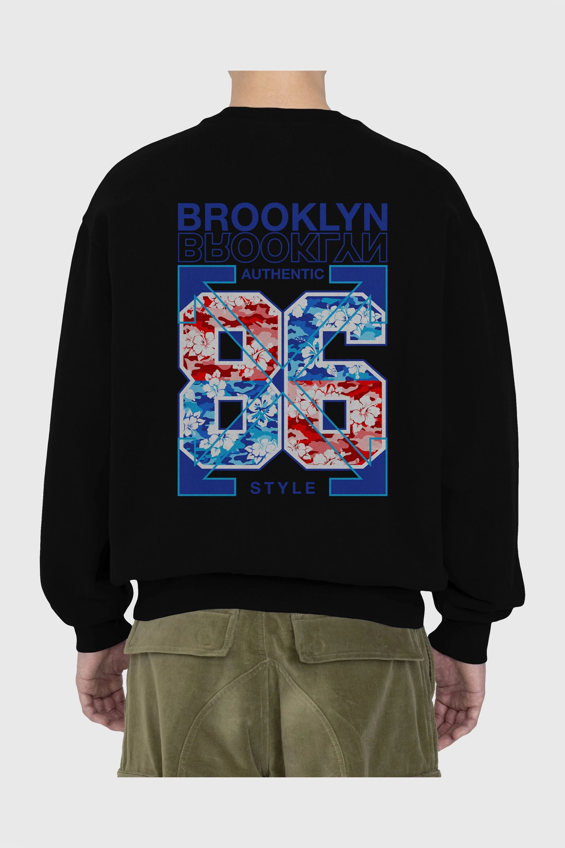 Brooklyn 86 Style Arka Baskılı Oversize Sweatshirt Erkek Kadın Unisex