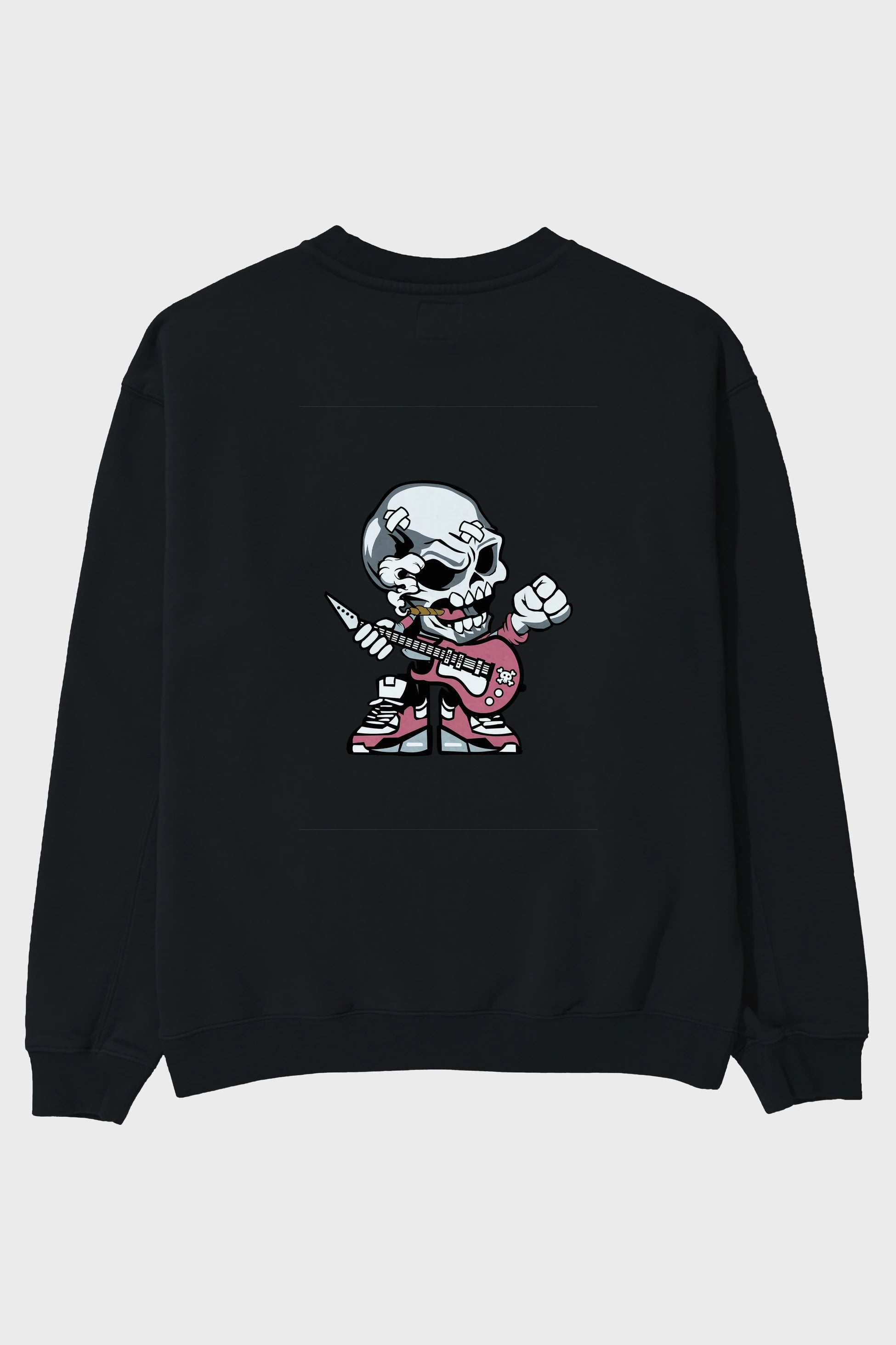 Skull Rockstar Arka Baskılı Oversize Sweatshirt Erkek Kadın Unisex