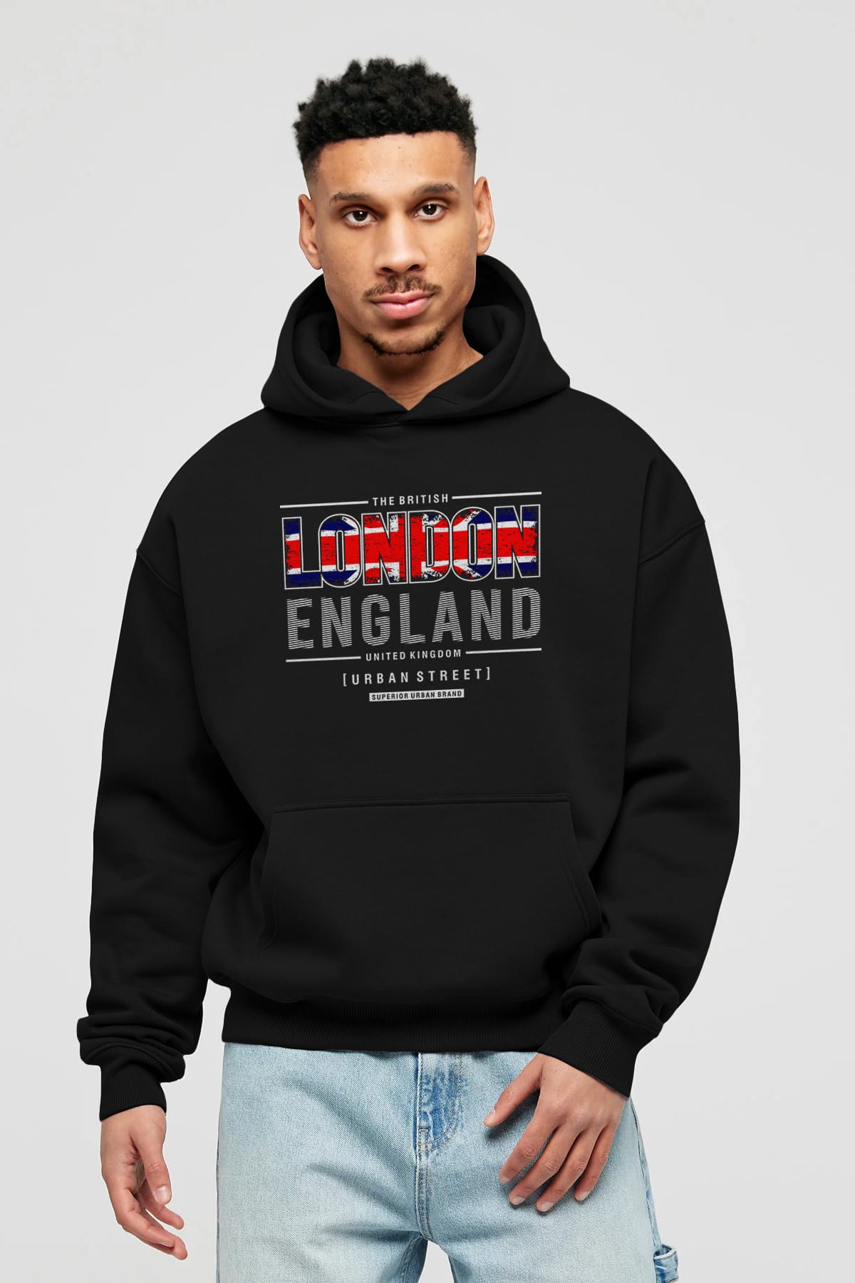 London England Ön Baskılı Oversize Hoodie Kapüşonlu Sweatshirt Erkek Kadın Unisex