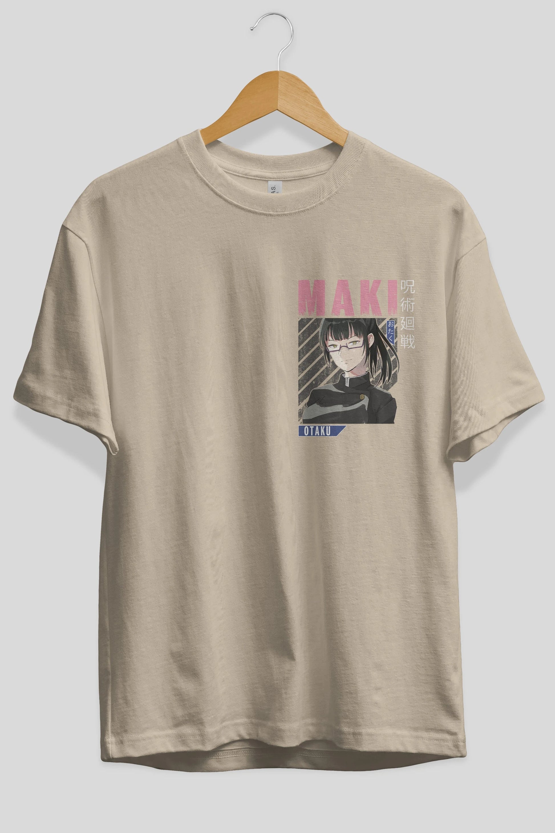 Maki Zenin CHAINSAWMAN 1 Ön Sol Baskılı Oversize t-shirt Erkek Kadın Unisex %100 Pamuk Bisiklet Yaka tişort