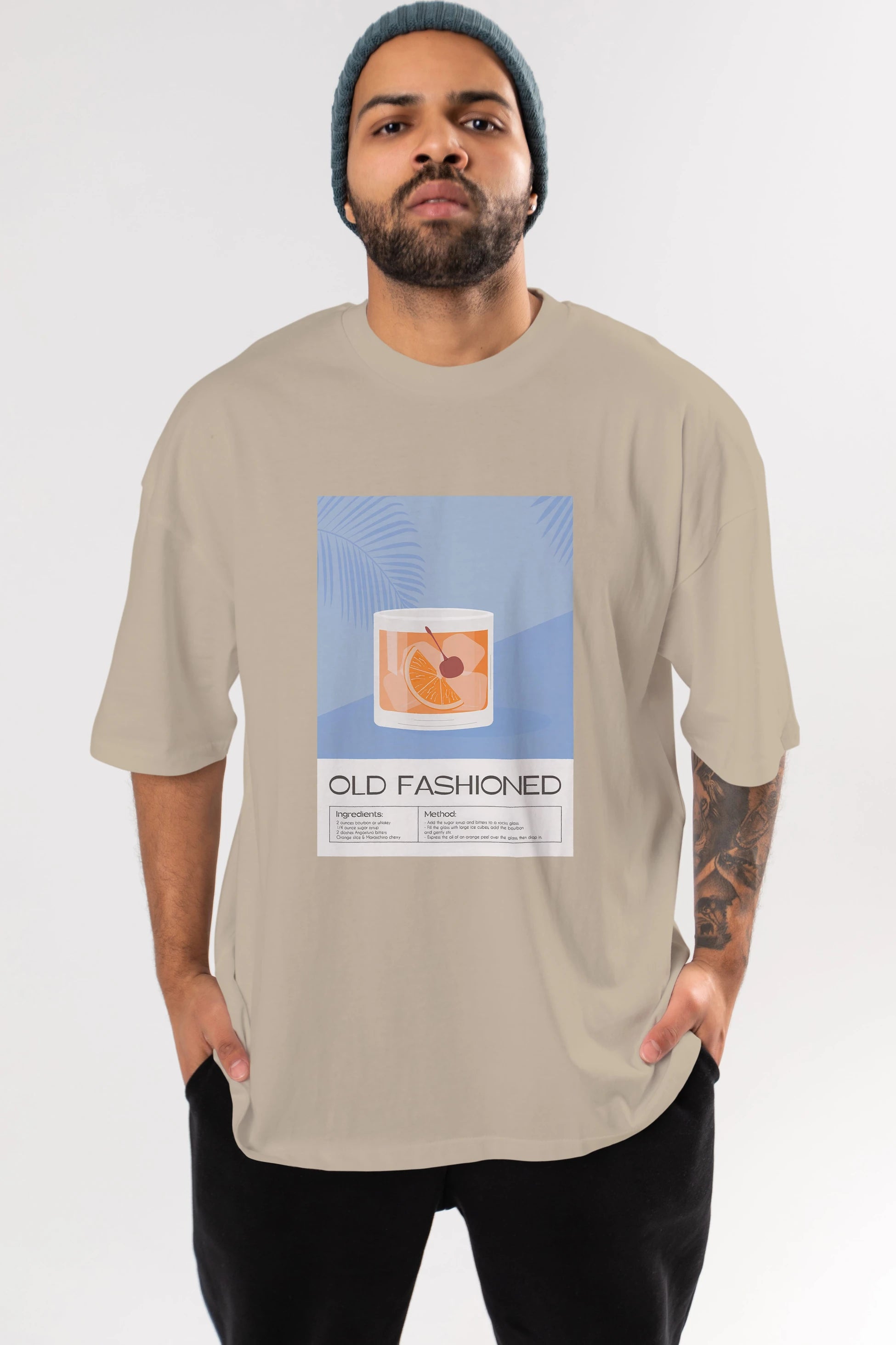 Old Fashioned 3 Ön Baskılı Oversize t-shirt Erkek Kadın Unisex %100 Pamuk Bisiklet Yaka tişort