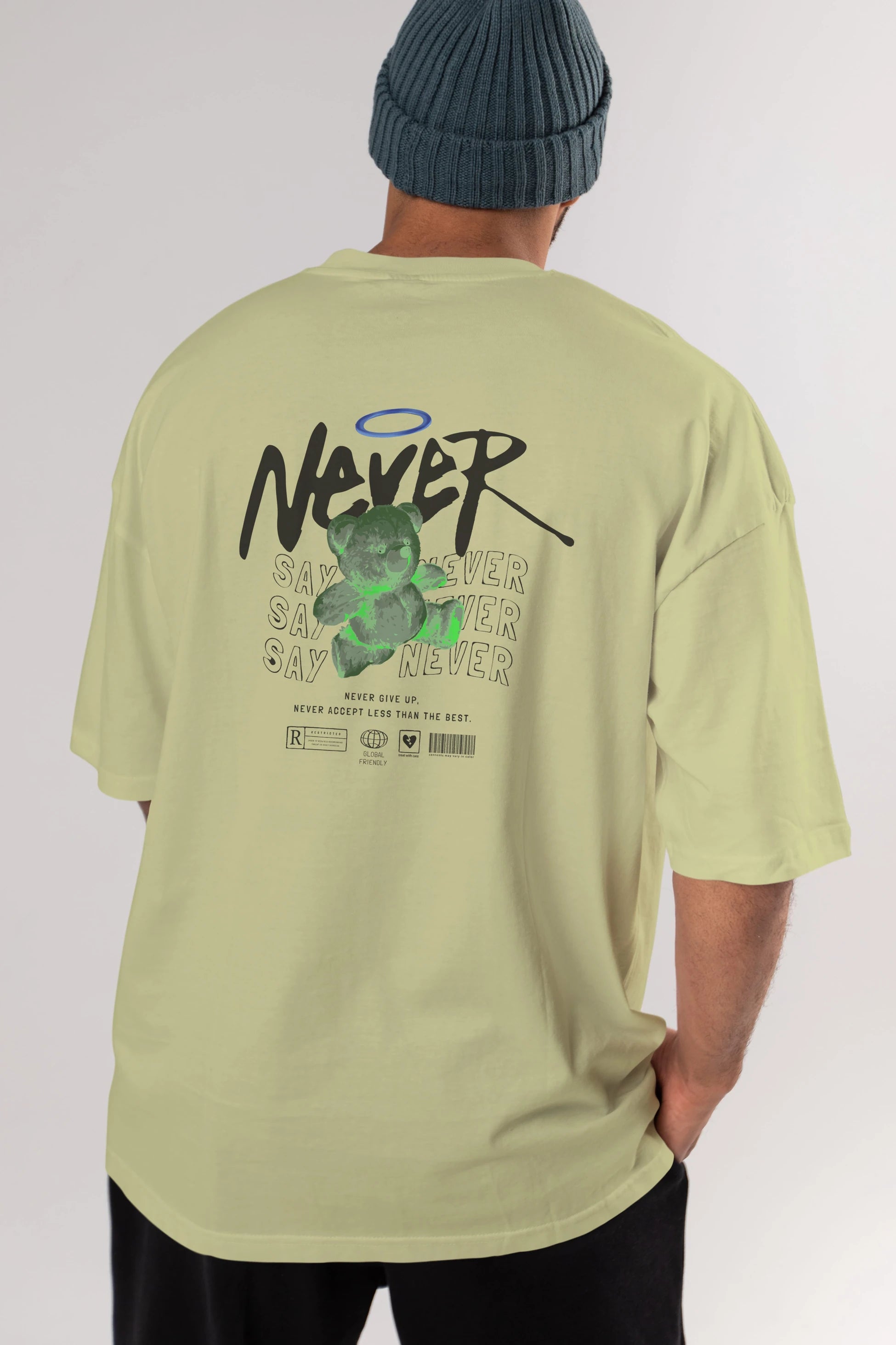 Teddy Bear Never Arka Baskılı Oversize t-shirt Erkek Kadın Unisex