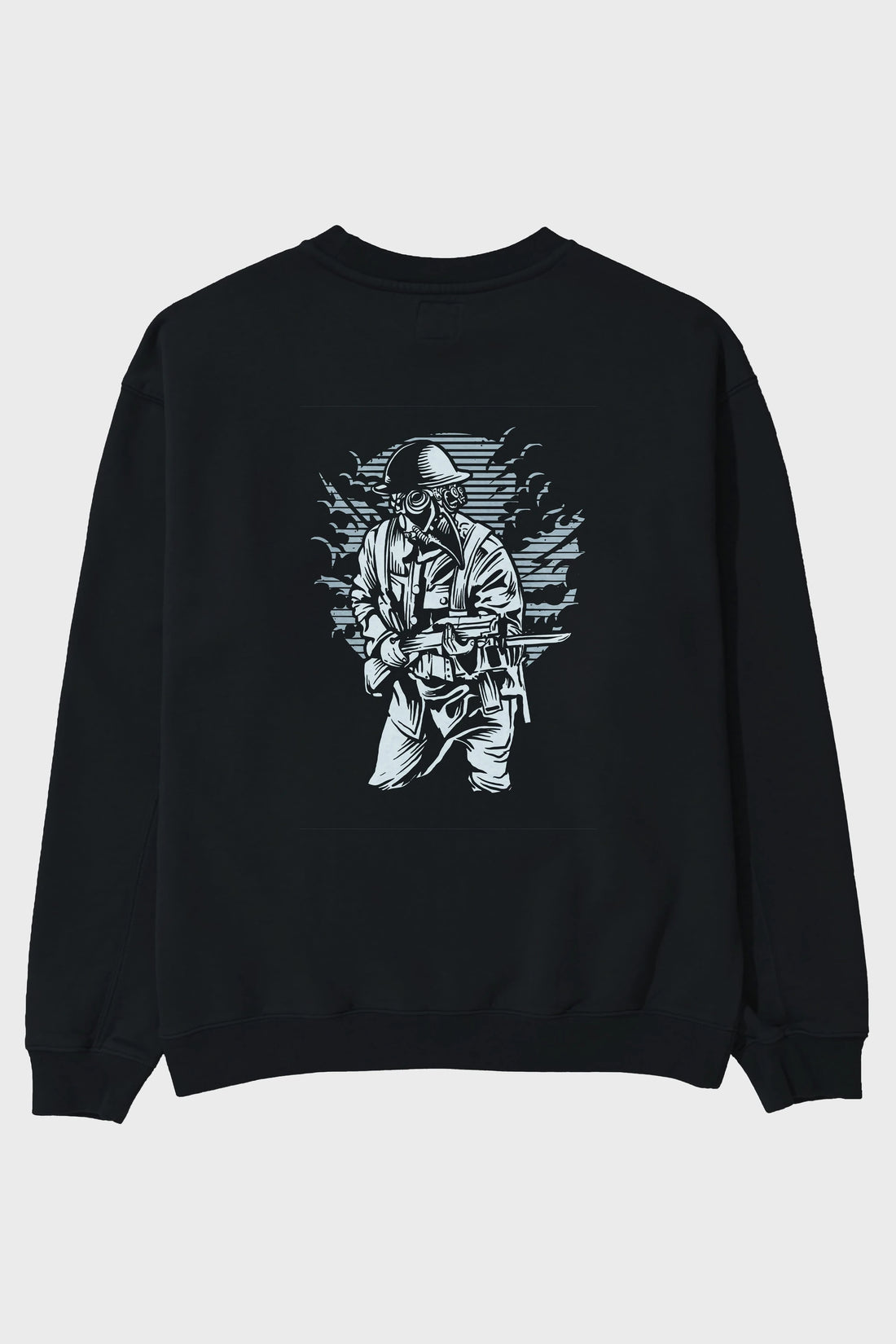 Steampunk Style Soldier Arka Baskılı Oversize Sweatshirt Erkek Kadın Unisex