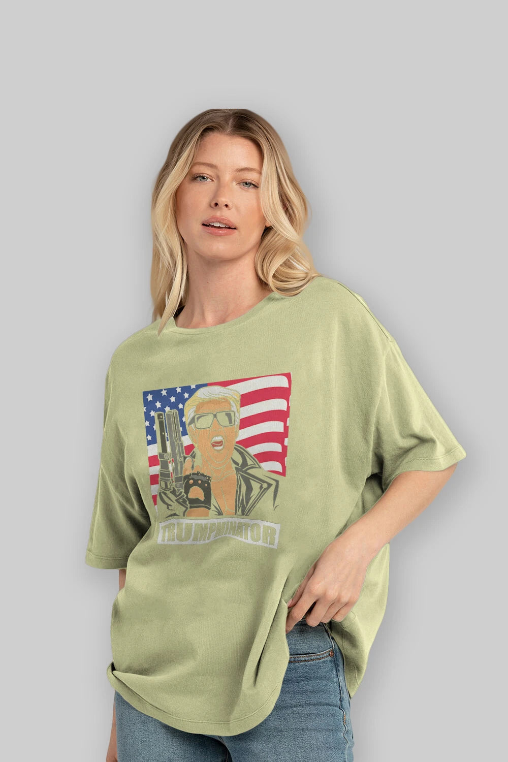 Trumpminator Ön Baskılı Oversize t-shirt Erkek Kadın Unisex %100 Pamuk tişort