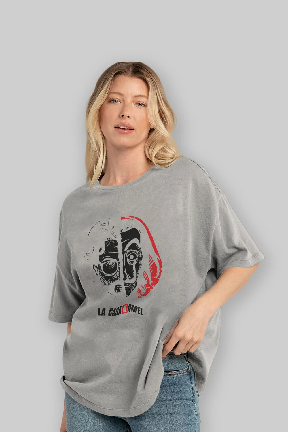 La Casa De Papel (9) Ön Baskılı Oversize t-shirt Erkek Kadın Unisex %100 Pamuk Bisiklet Yaka tişort