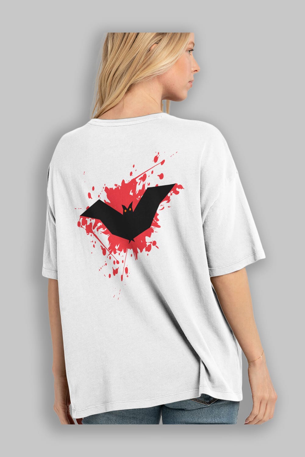 Halloween Arka Baskılı Oversize t-shirt Erkek Kadın Unisex