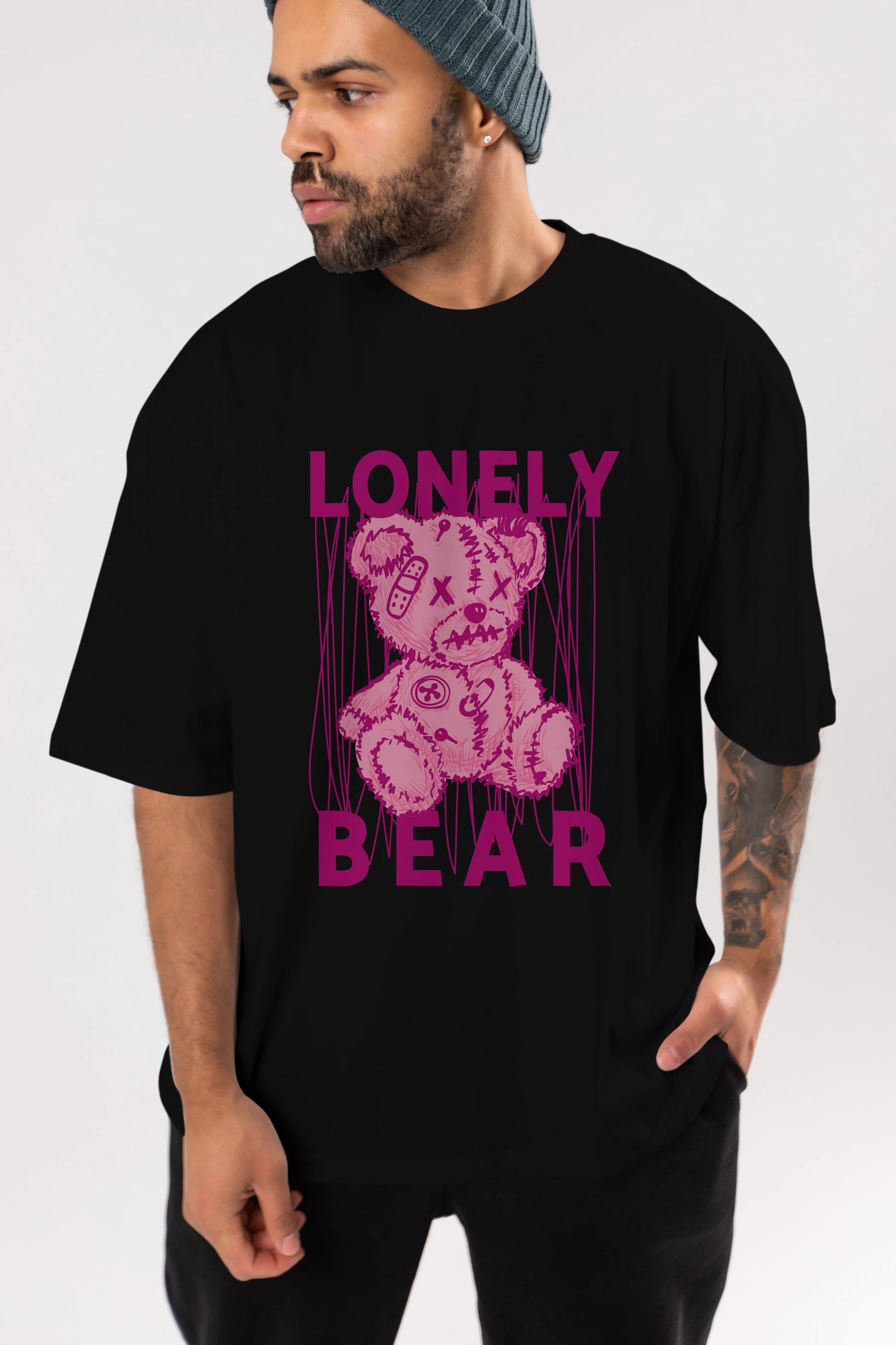 Lonely Bear Ön Baskılı Oversize t-shirt Erkek Kadın Unisex