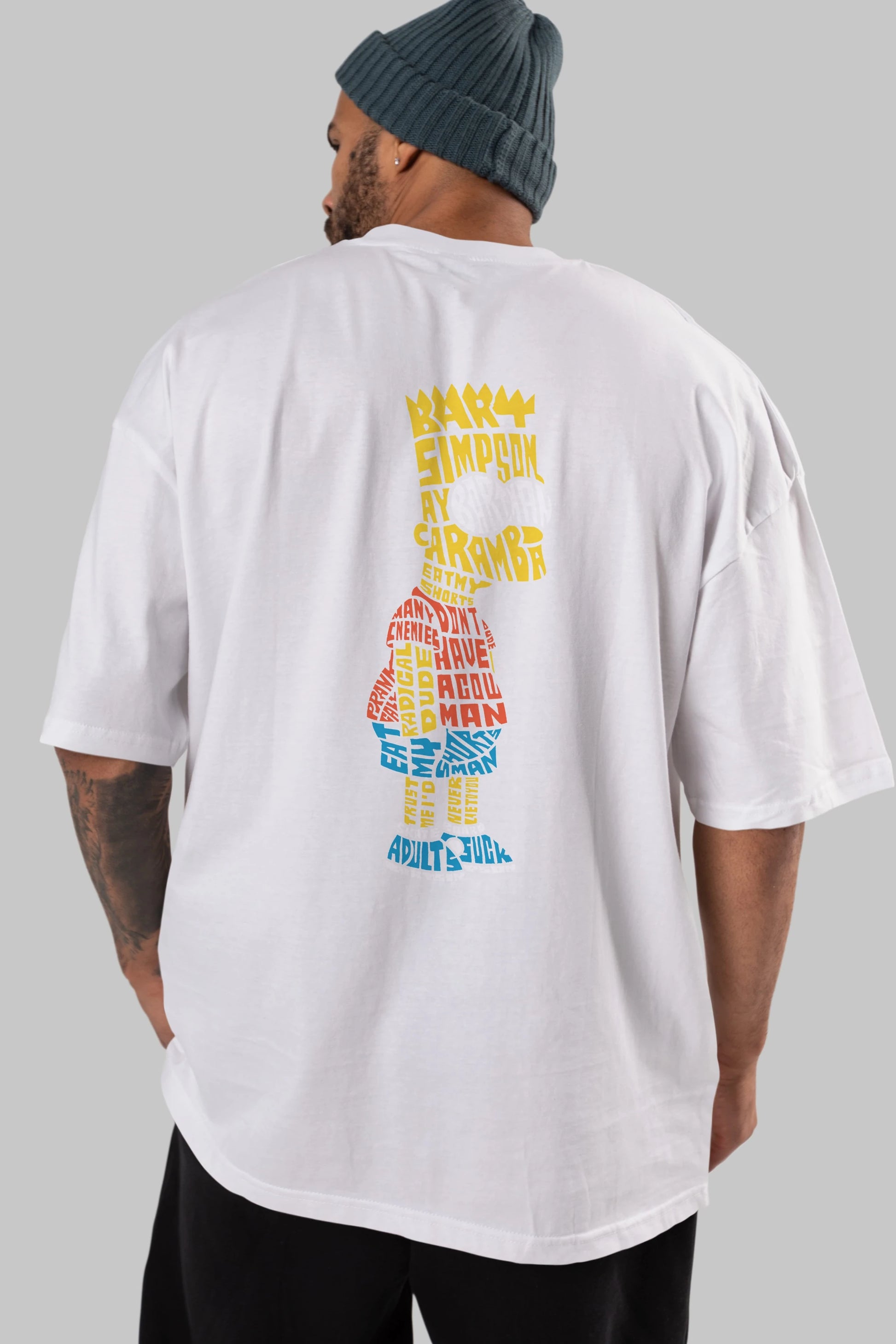 Bart Simpson Arka Baskılı Oversize t-shirt %100 pamuk Erkek Kadın Unisex