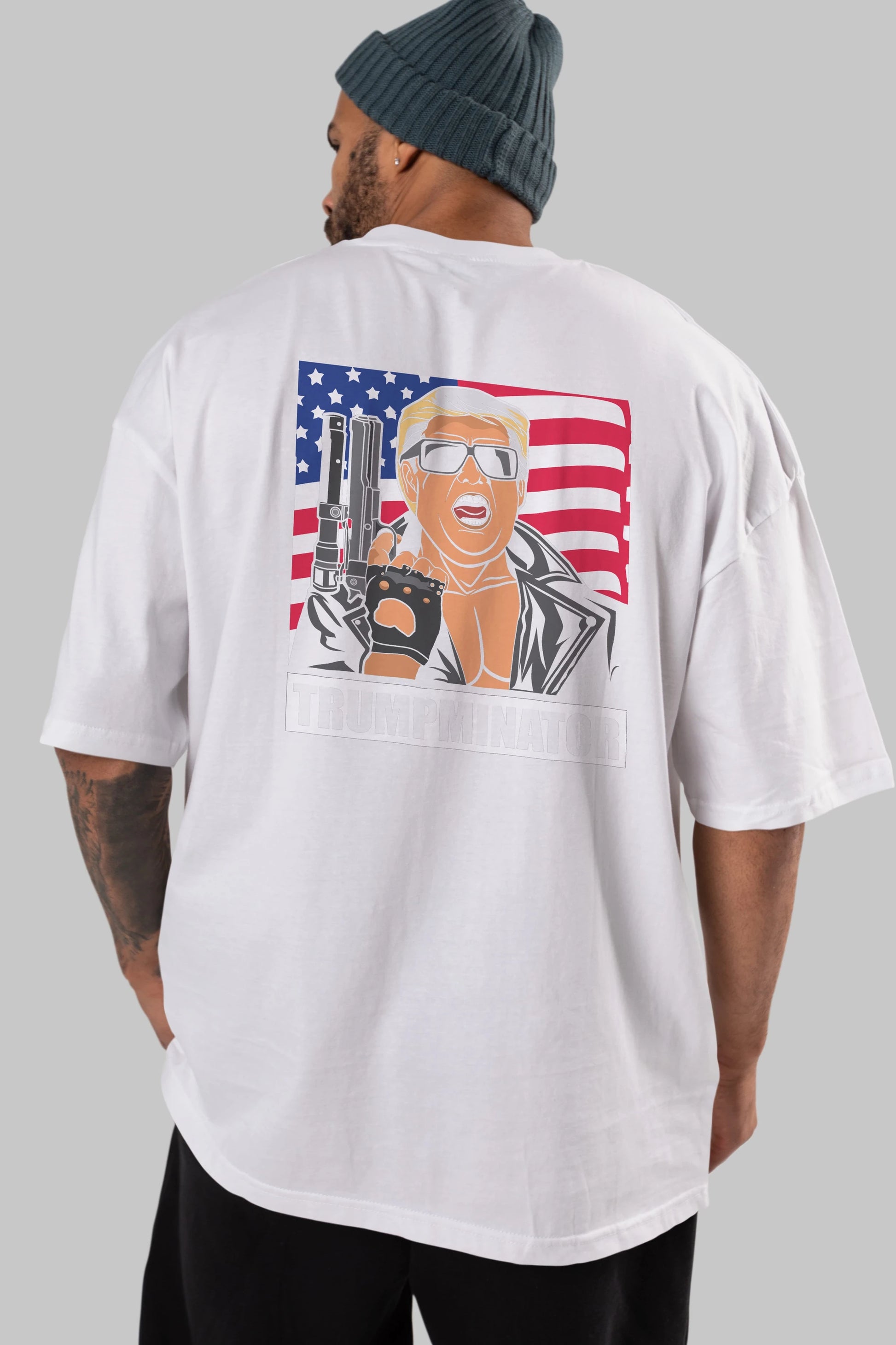 Trumpminator Arka Baskılı Oversize t-shirt Erkek Kadın Unisex %100 Pamuk tişort