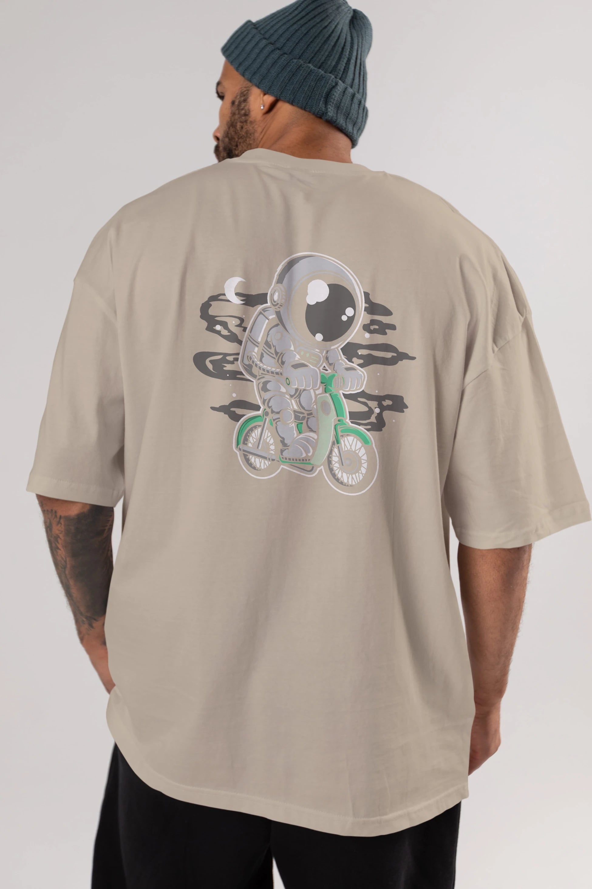 Astronaut Classic Motorbike Arka Baskılı Oversize t-shirt Erkek Kadın Unisex