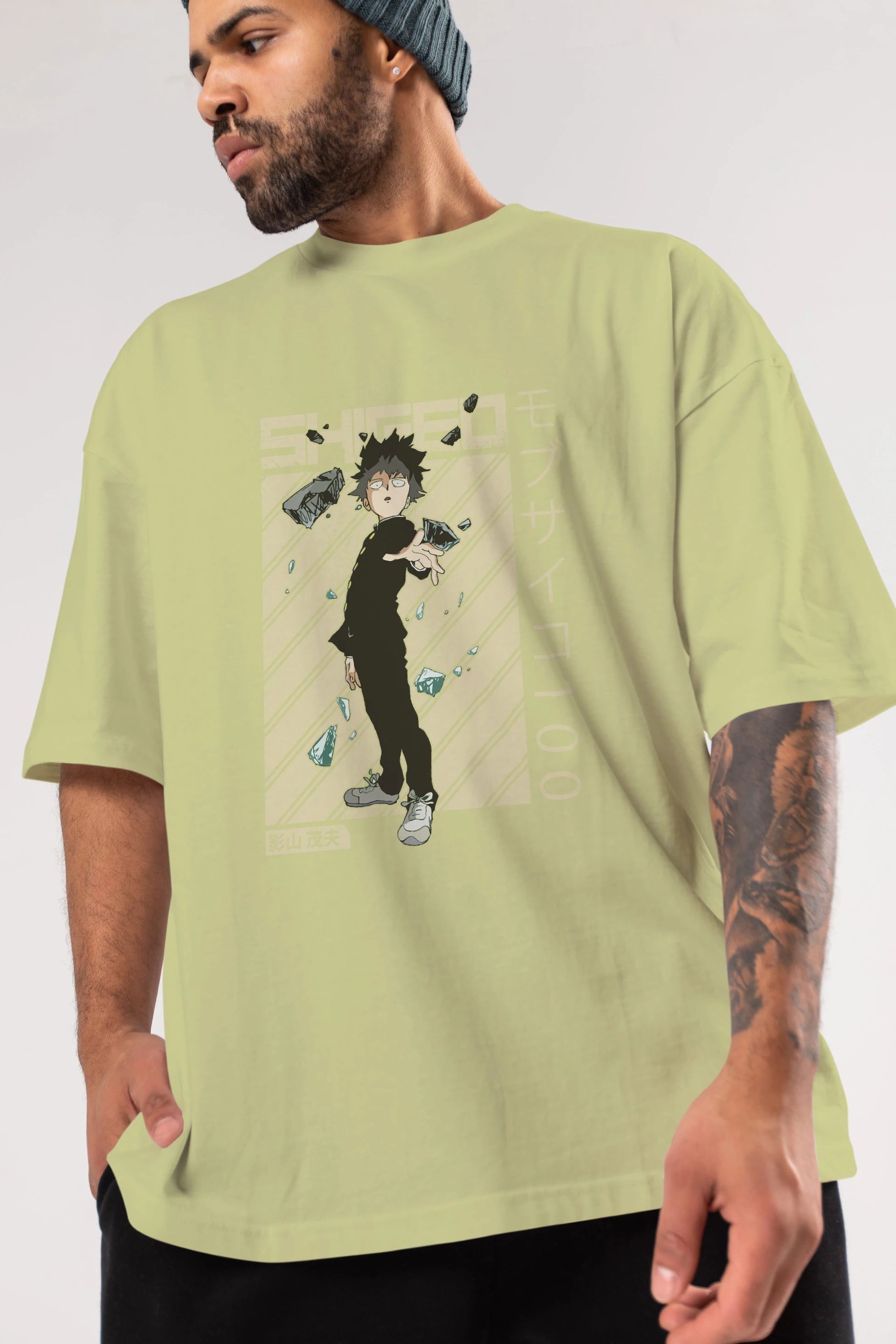 Shigeo Kageyama 3 Anime Ön Baskılı Oversize t-shirt %100 pamuk Erkek Kadın Unisex