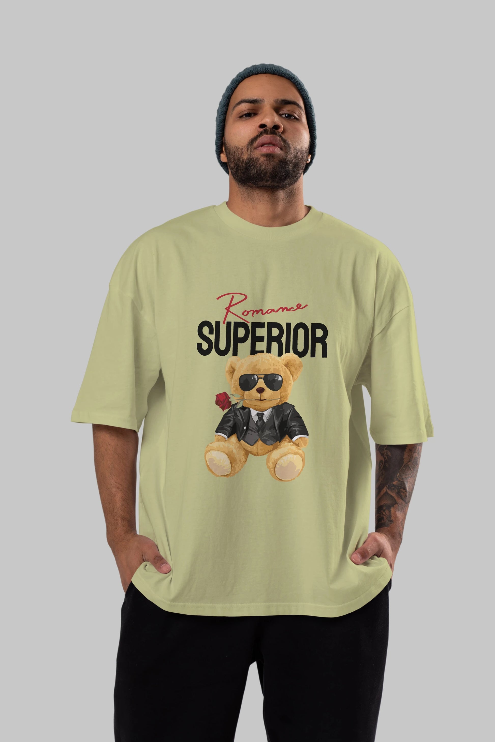 Teddy Bear Romance Superior Ön Baskılı Oversize t-shirt Erkek Kadın Unisex %100 Pamuk