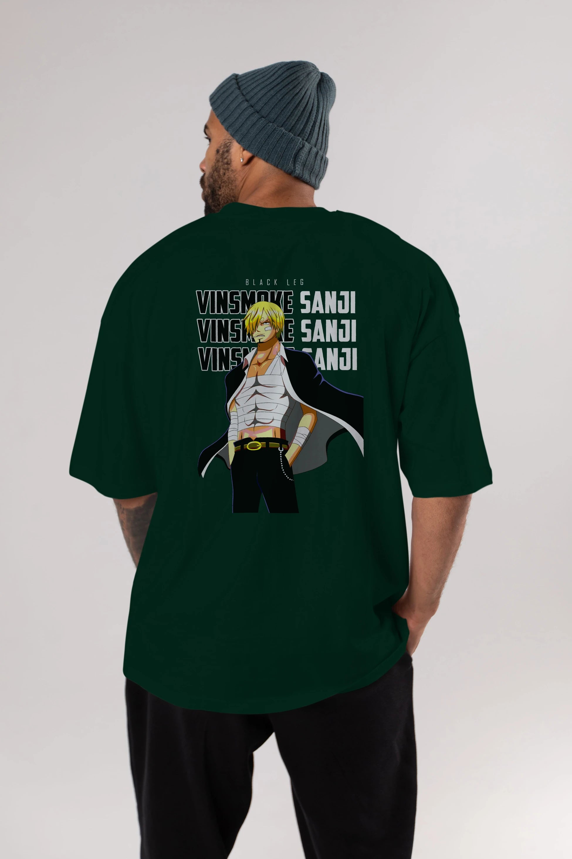 Sanji Anime Arka Baskılı Oversize t-shirt Erkek Kadın Unisex %100 pamuk tişort