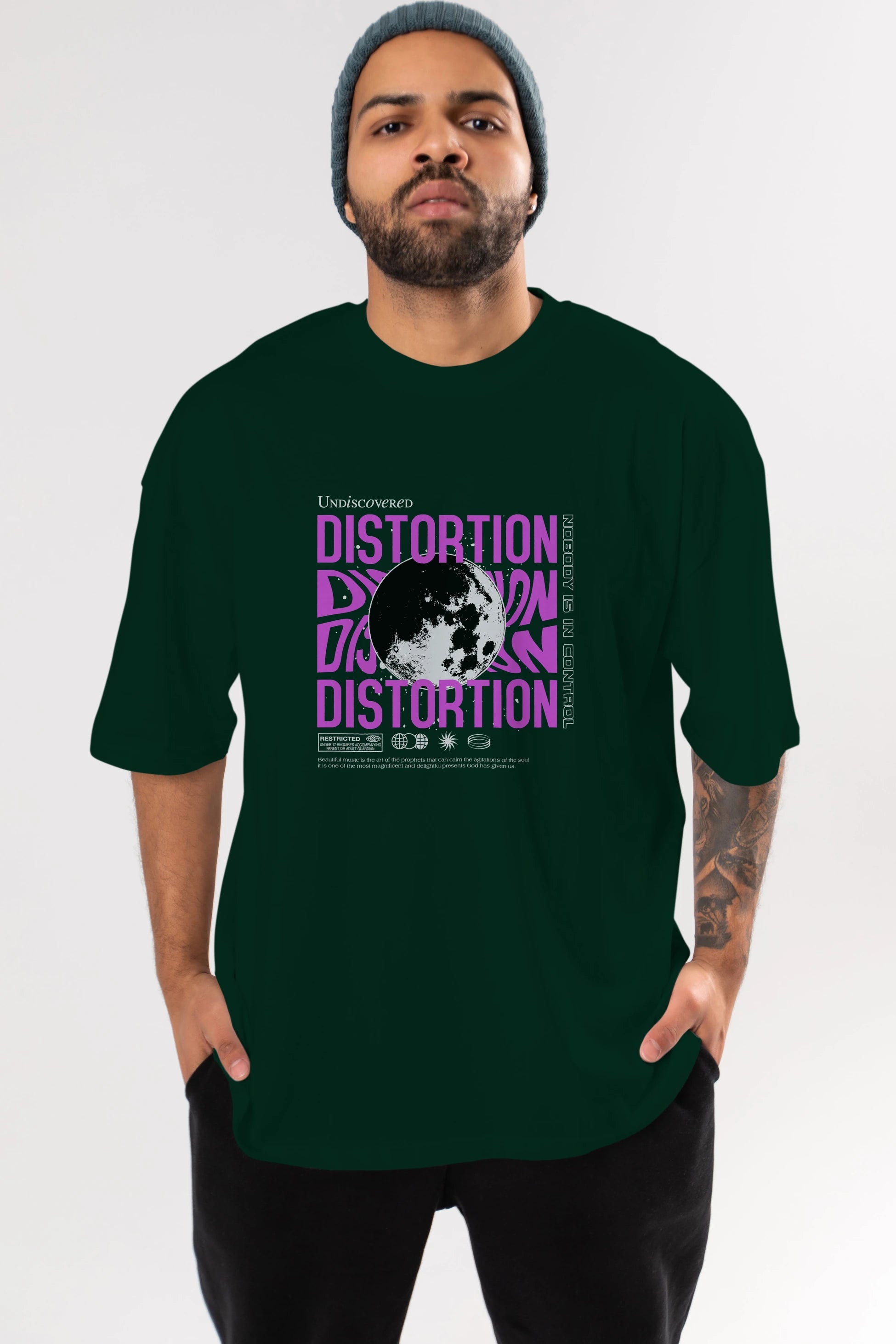 Distortion Ön Baskılı Oversize t-shirt Erkek Kadın Unisex