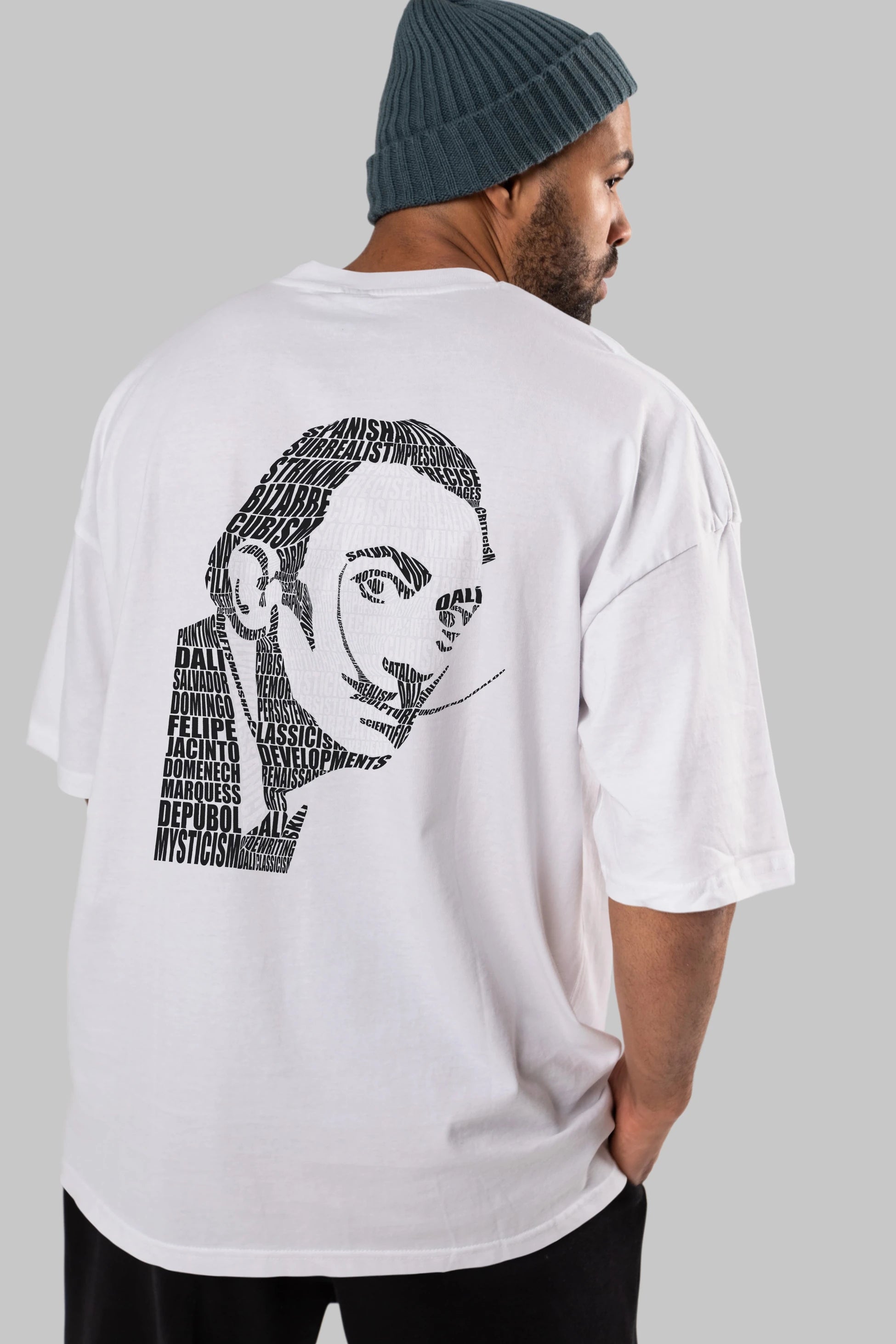 Salvador Dali Calligram Arka Baskılı Oversize t-shirt %100 pamuk Erkek Kadın Unisex