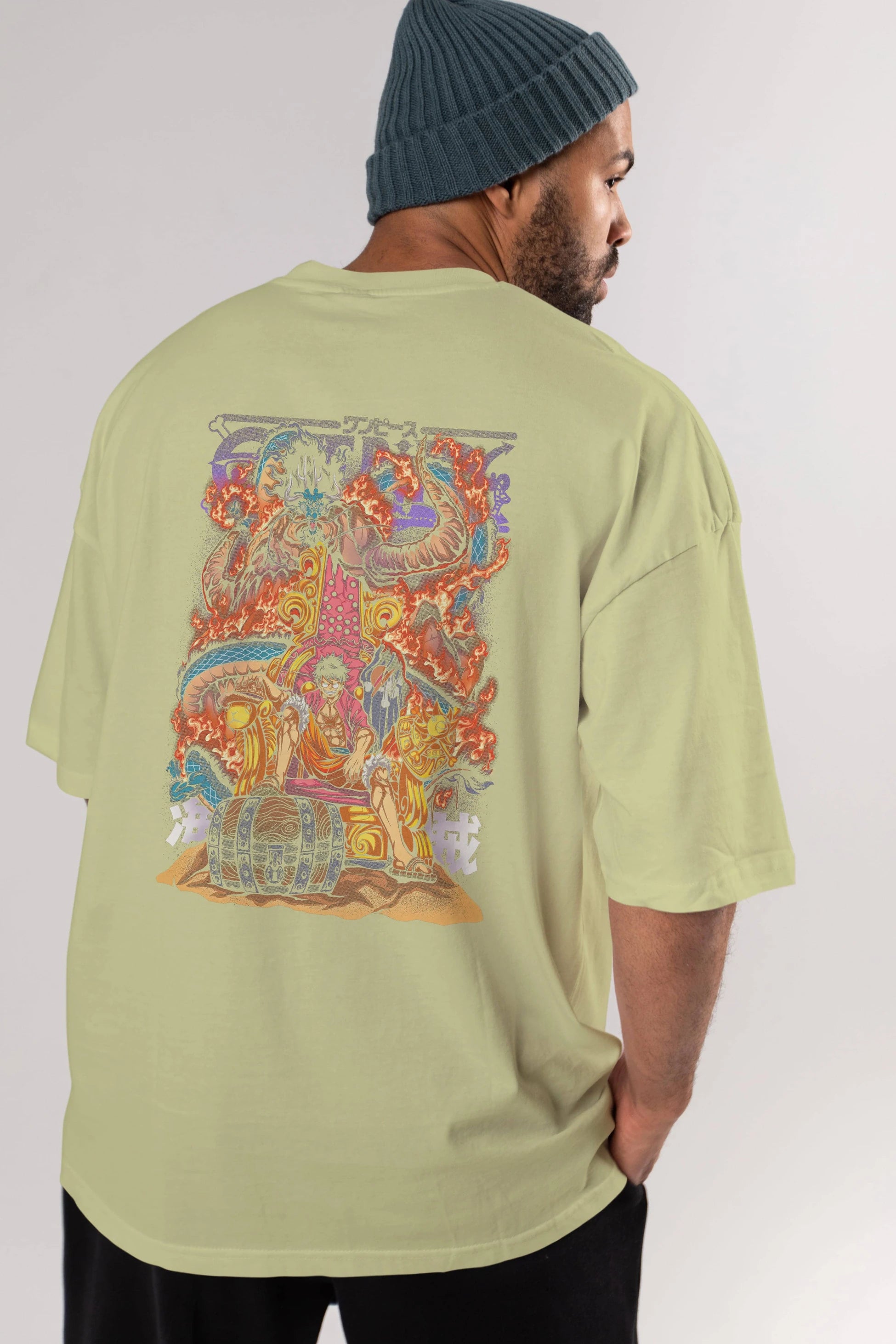 MONKEY D. LUFFY 1 Anime Arka Baskılı Oversize t-shirt Erkek Kadın Unisex