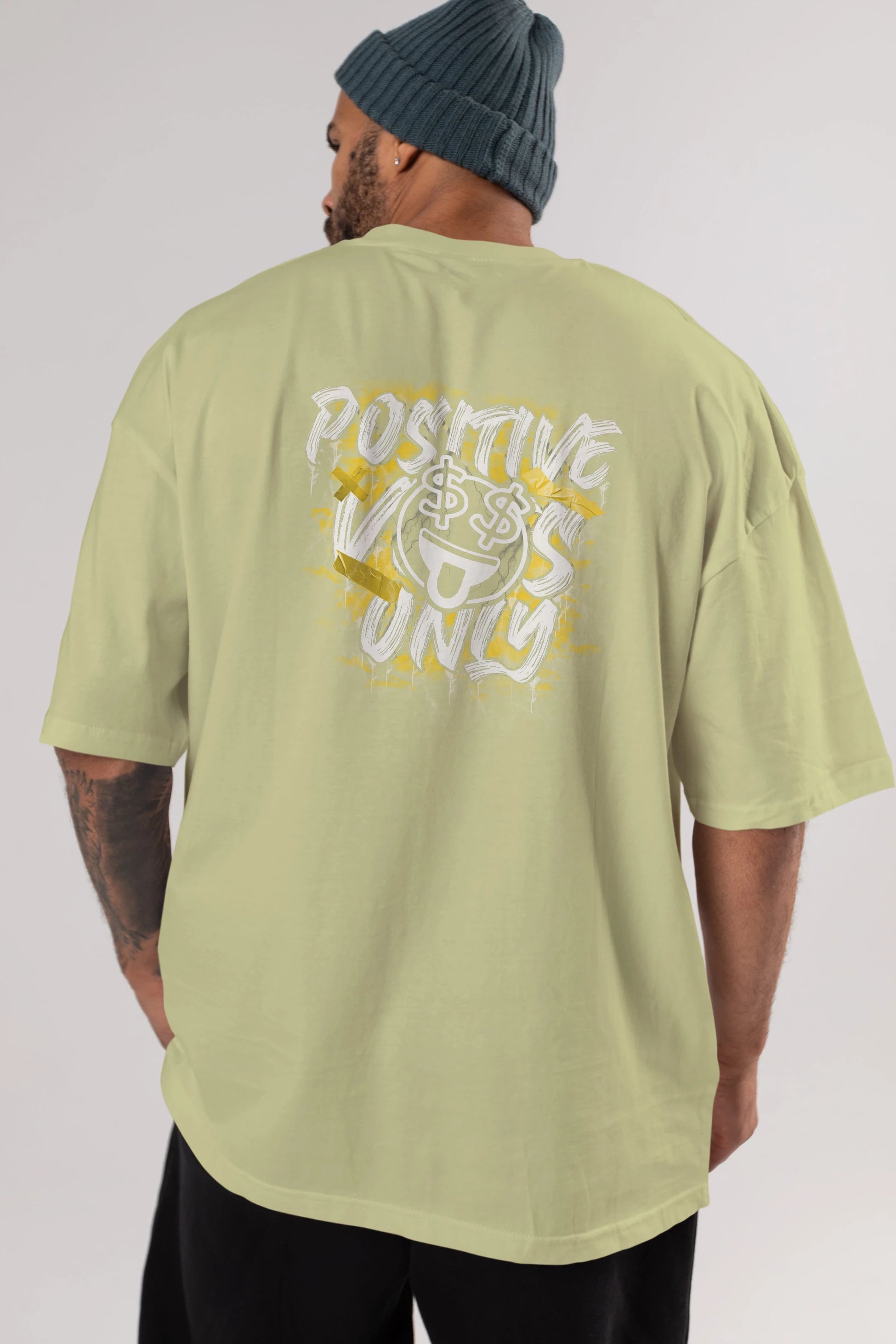 Positive Only Arka Baskılı Oversize t-shirt Erkek Kadın Unisex