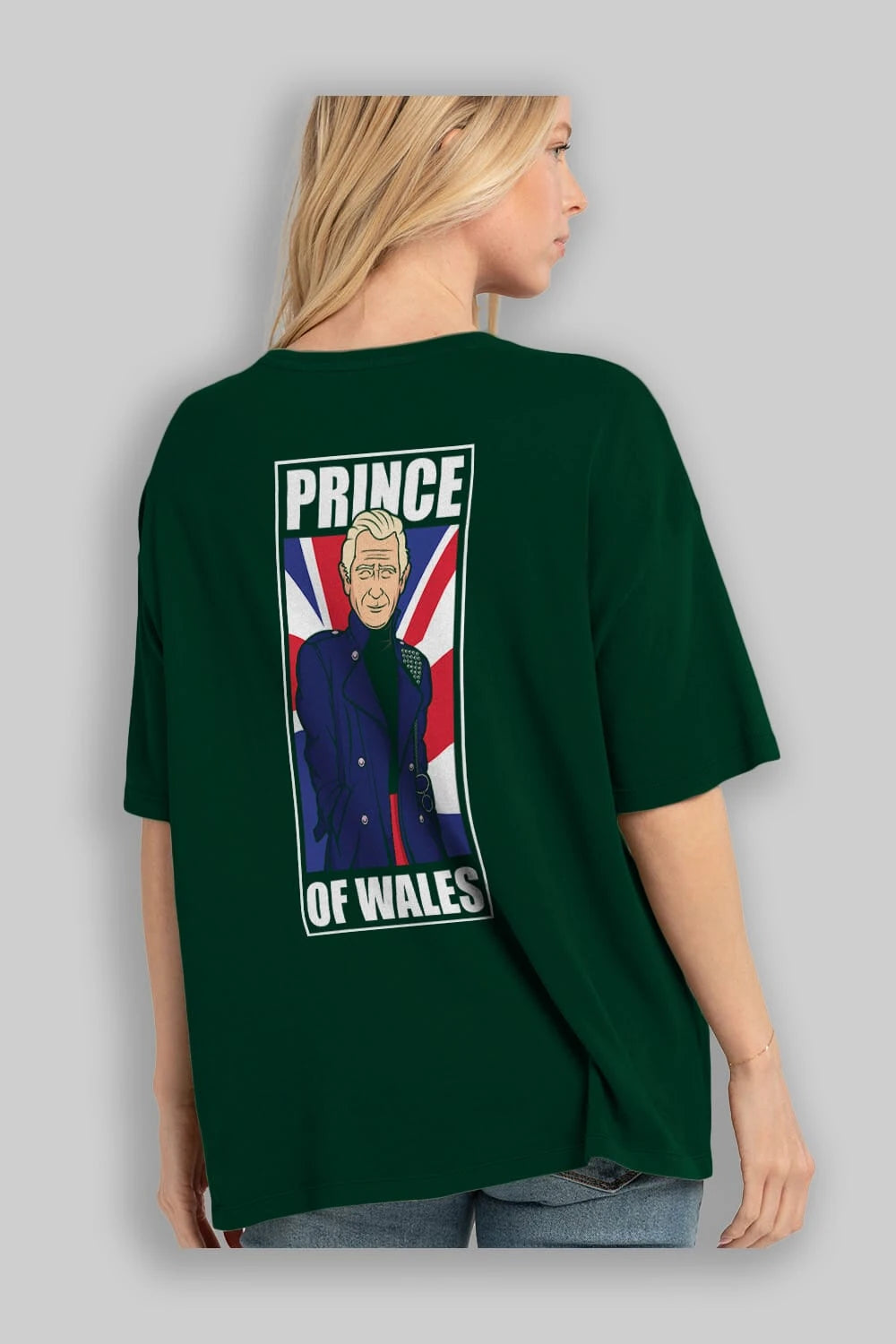 Prince Charles Arka Baskılı Oversize t-shirt Erkek Kadın Unisex %100 Pamuk tişort
