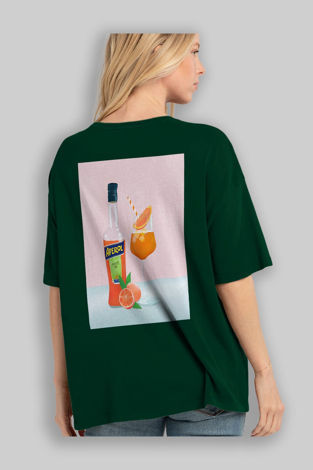 Aperol Spritz 3 Arka Baskılı Oversize t-shirt Erkek Kadın Unisex %100 Pamuk Bisiklet Yaka tişort