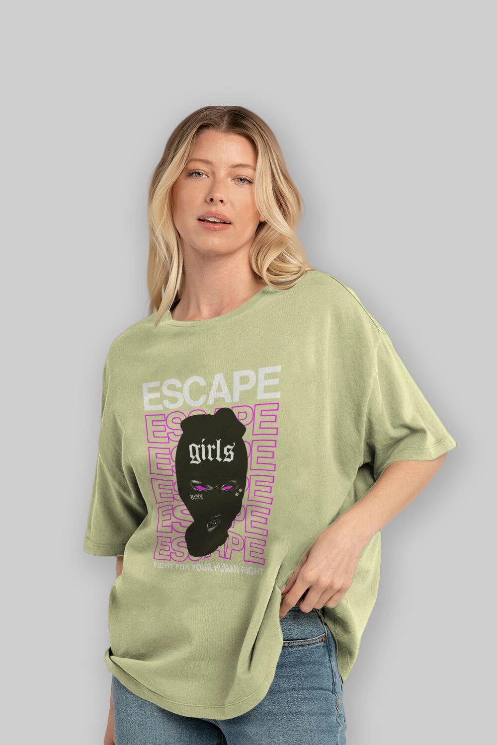 Escape Girl Ön Baskılı Oversize t-shirt Erkek Kadın Unisex
