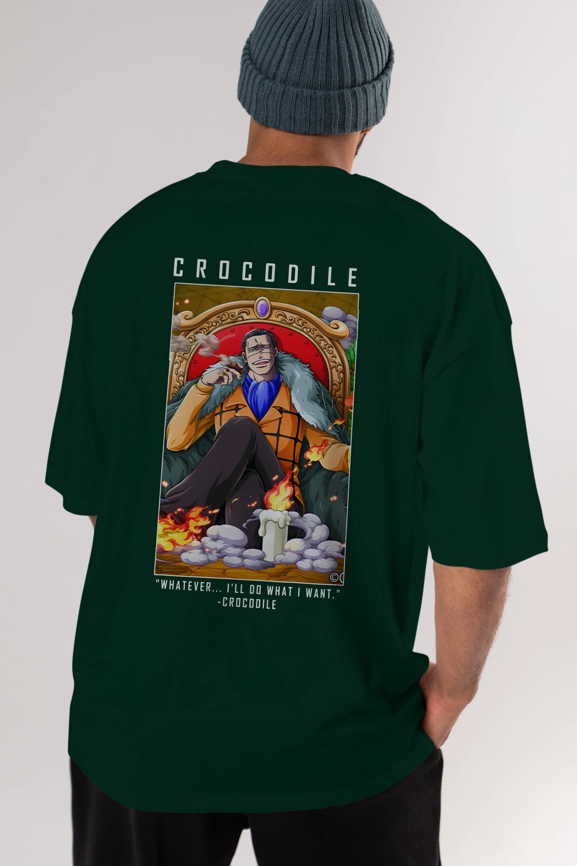 Crocodile Anime Arka Baskılı Oversize t-shirt Erkek Kadın Unisex %100 pamuk tişort