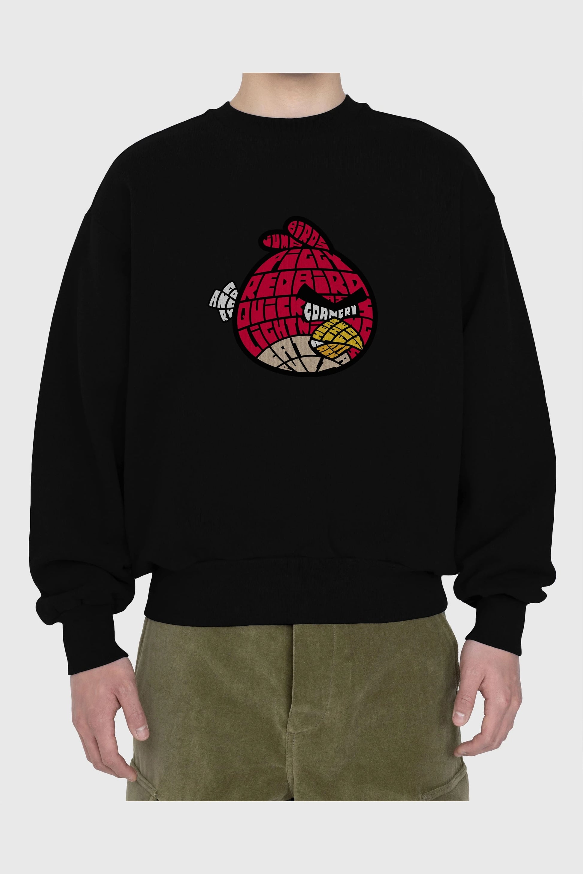 Bird With Anger Ön Baskılı Oversize Sweatshirt Erkek Kadın Unisex