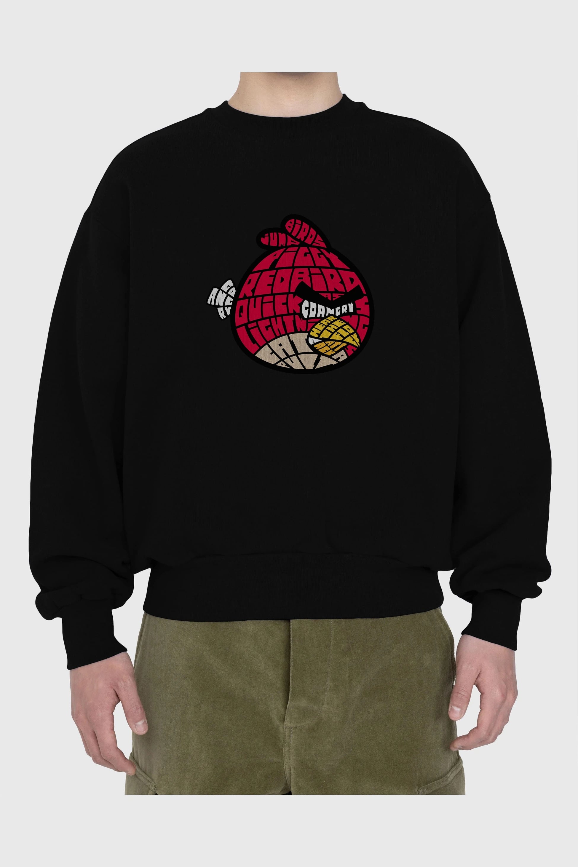 Bird With Anger Ön Baskılı Oversize Sweatshirt Erkek Kadın Unisex