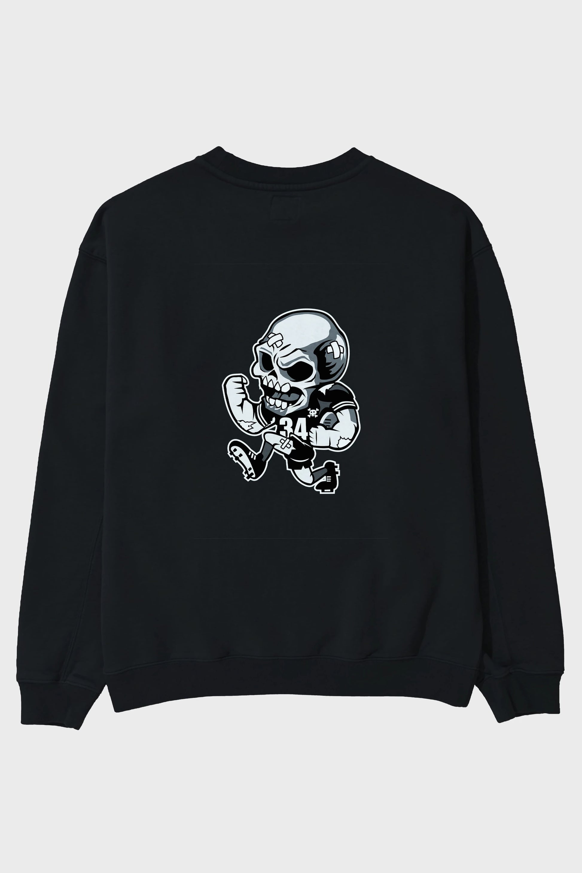 Skull Football Arka Baskılı Oversize Sweatshirt Erkek Kadın Unisex