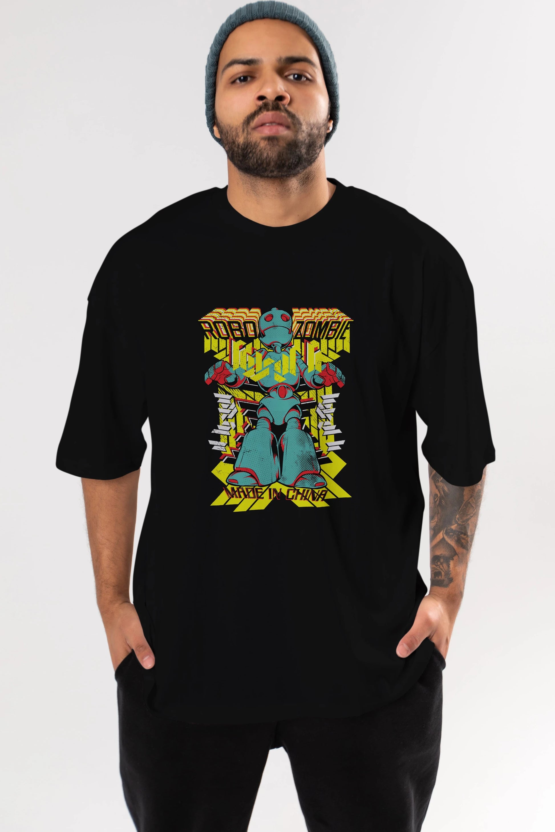 Robo Zombie Ön Baskılı Oversize t-shirt Erkek Kadın Unisex