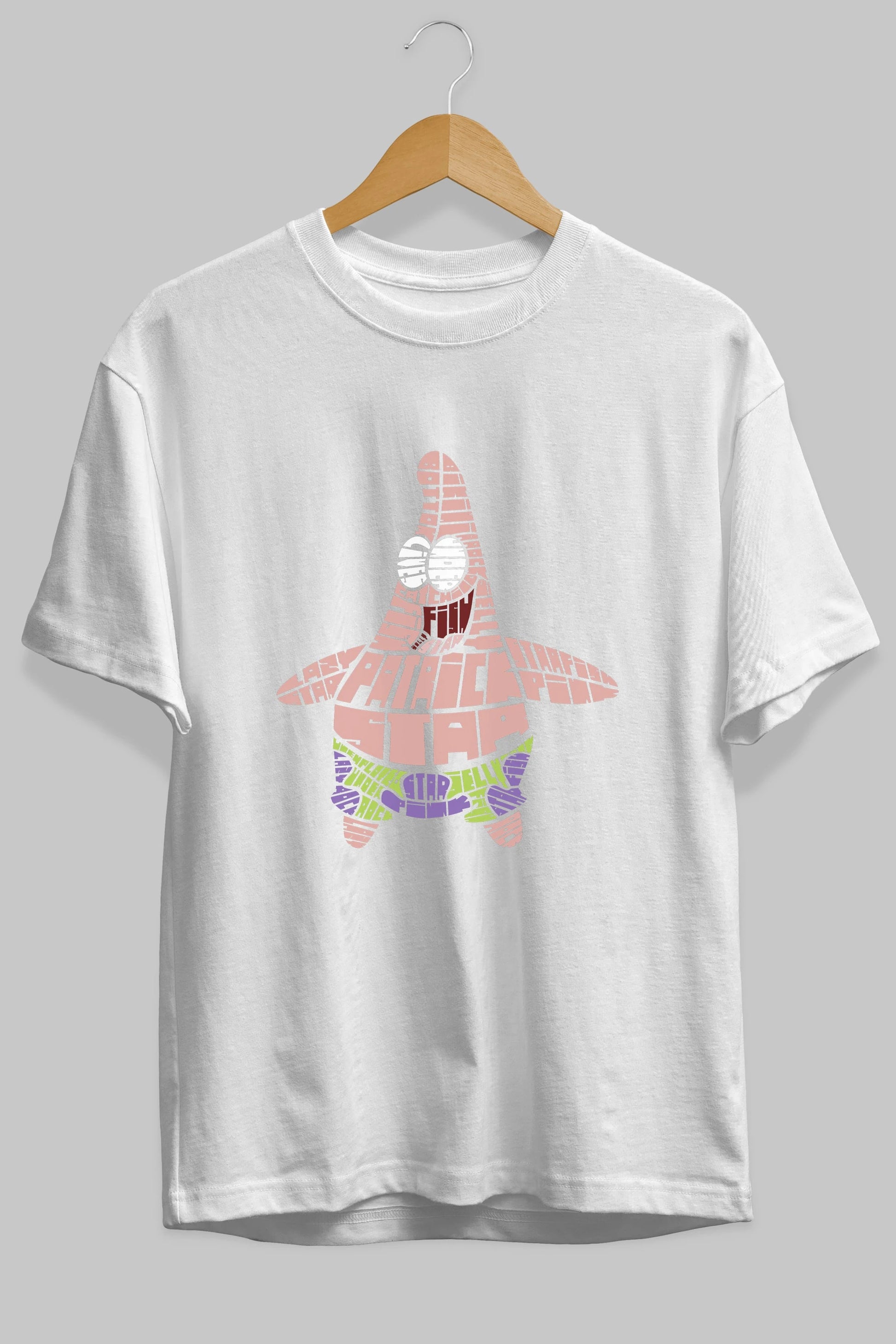 Patrick Star Ön Baskılı Oversize t-shirt %100 pamuk Erkek Kadın Unisex