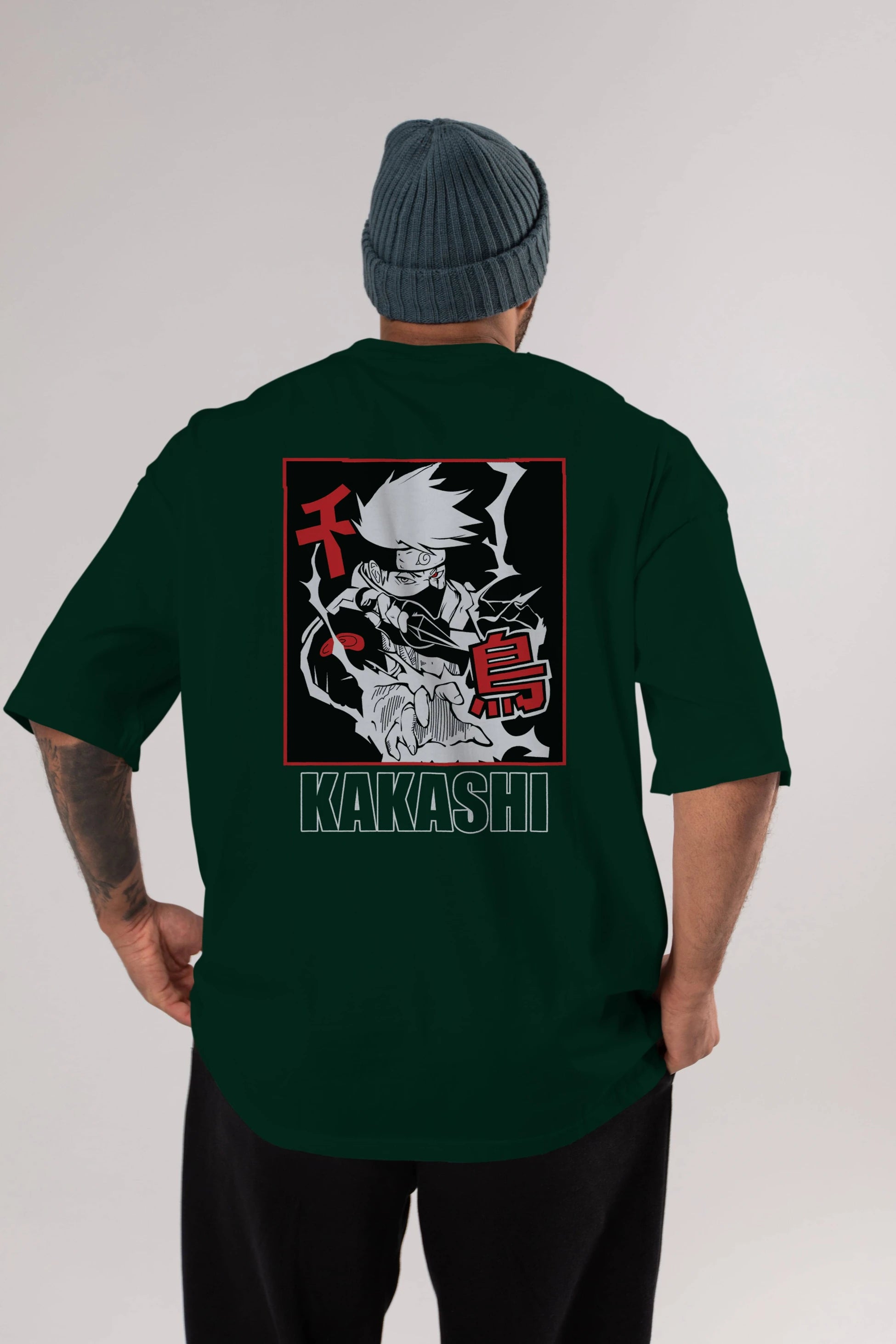 KAKASHI HATAKE NARUTO Anime Arka Baskılı Oversize t-shirt Erkek Kadın Unisex