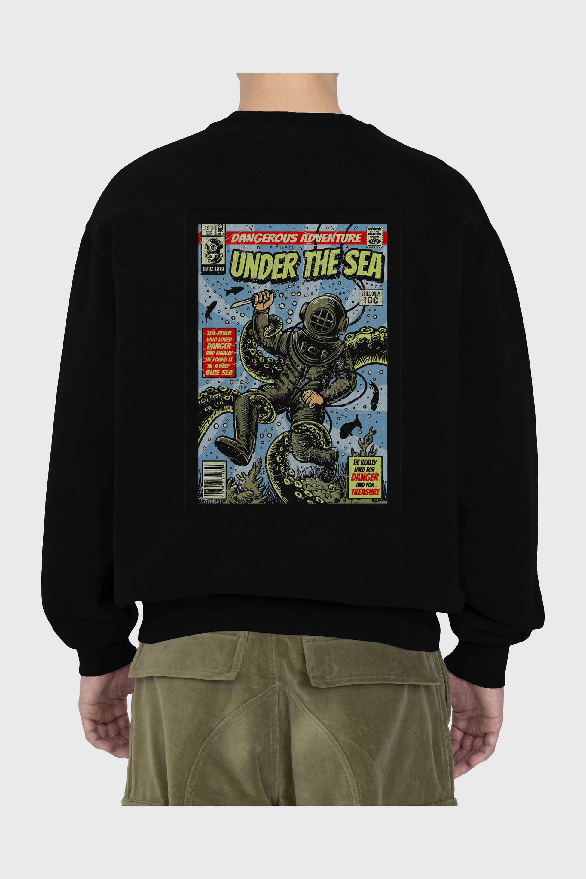 Under The Sea Arka Baskılı Oversize Sweatshirt Erkek Kadın Unisex
