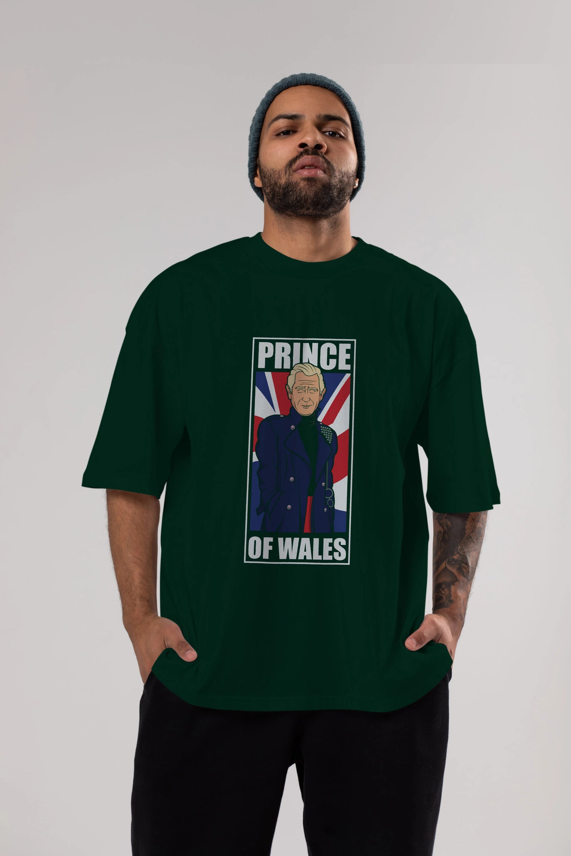 Prince Charles Ön Baskılı Oversize t-shirt Erkek Kadın Unisex %100 Pamuk tişort