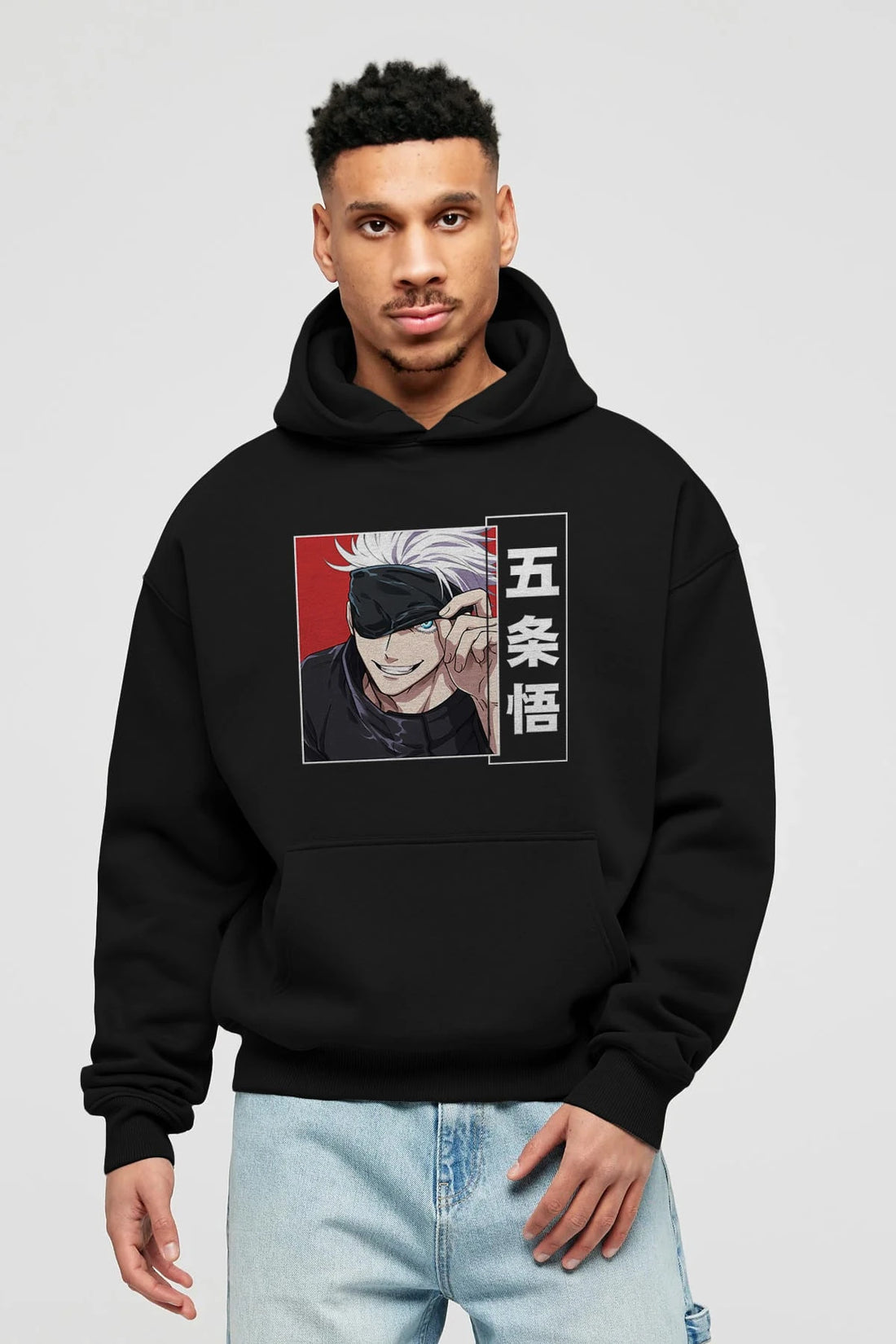 JUJUTSU KAISEN Anime Ön Baskılı Hoodie Oversize Kapüşonlu Sweatshirt Erkek Kadın Unisex