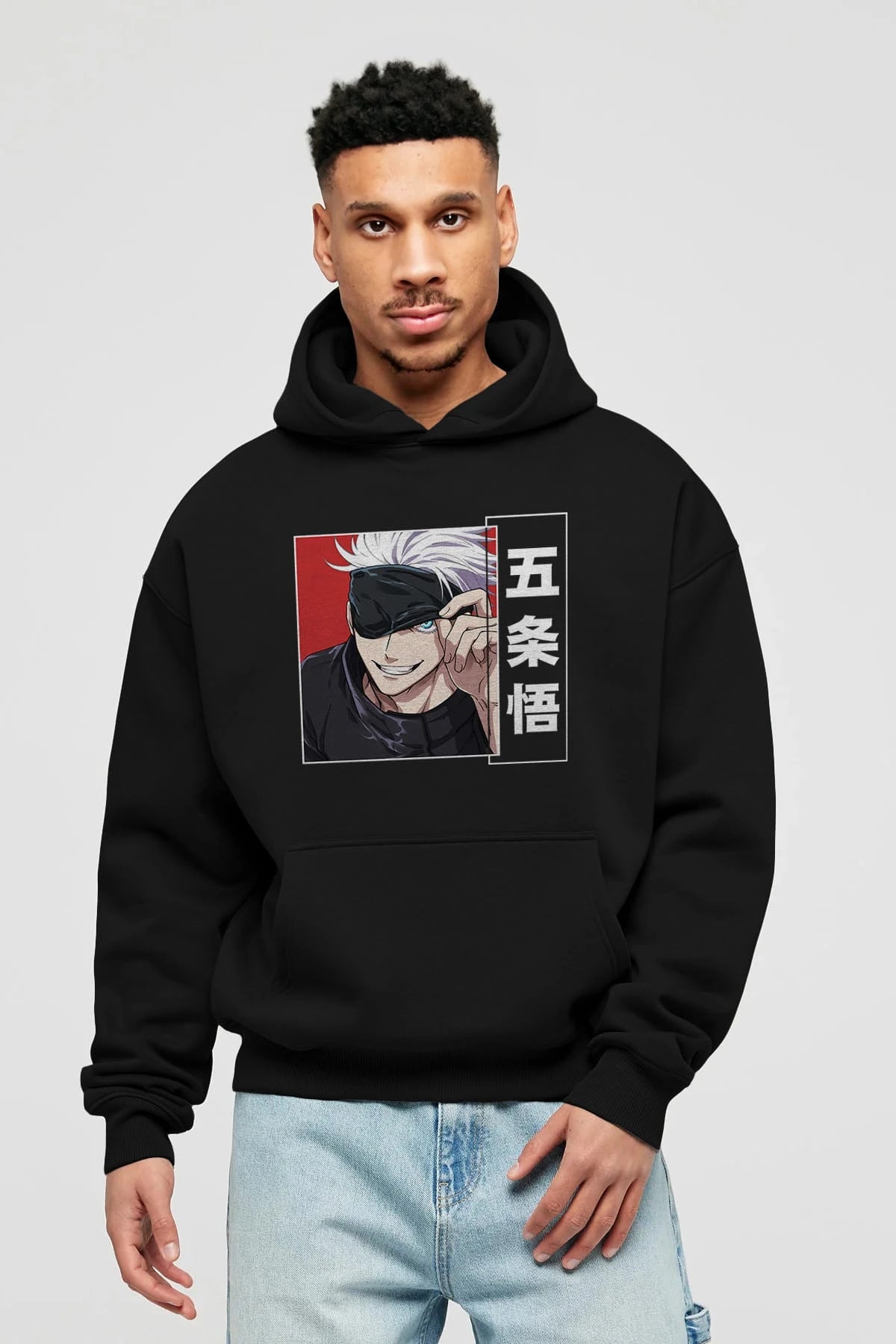JUJUTSU KAISEN Anime Ön Baskılı Hoodie Oversize Kapüşonlu Sweatshirt Erkek Kadın Unisex