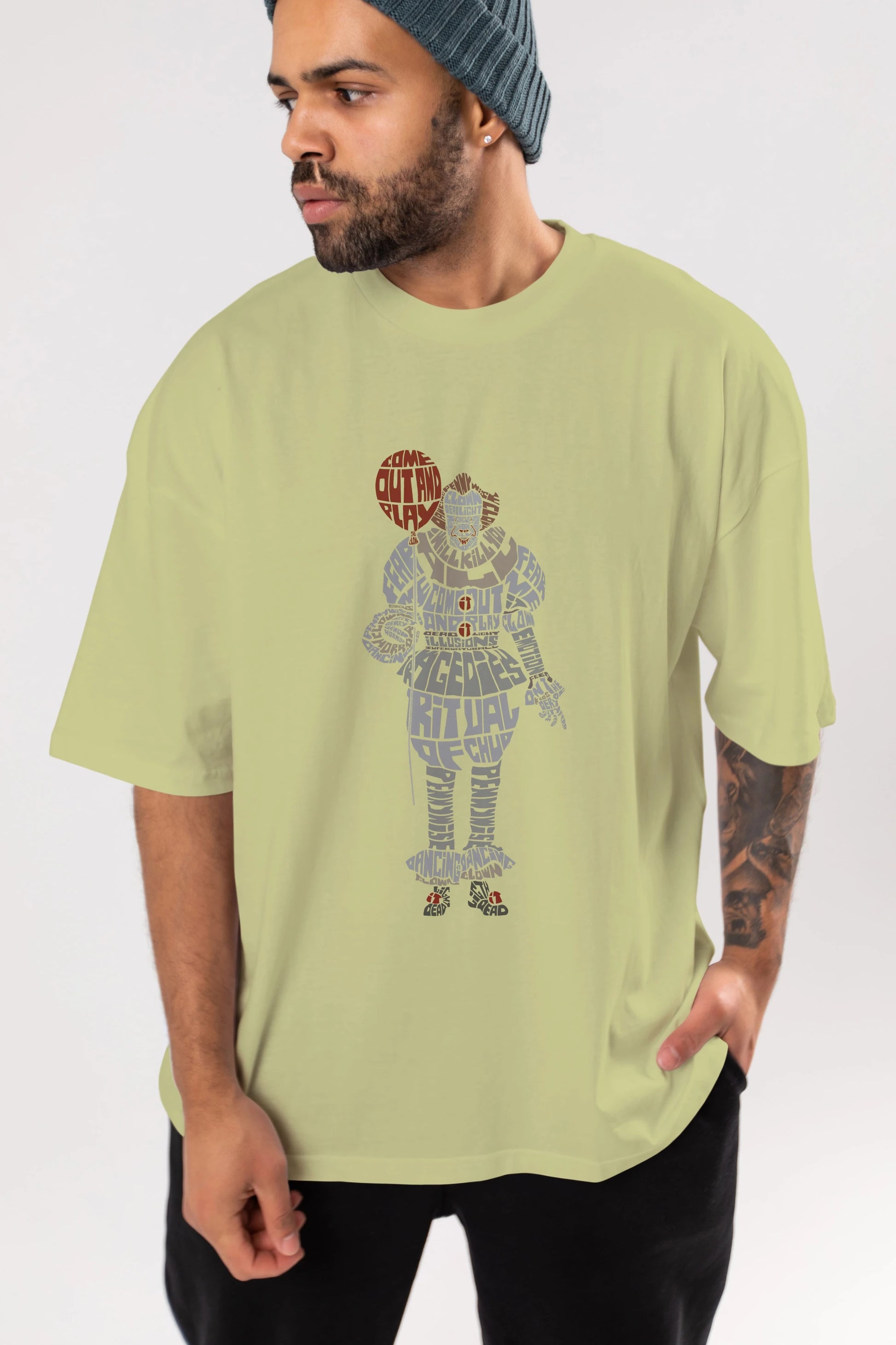 It Ön Baskılı Oversize t-shirt %100 pamuk Erkek Kadın Unisex