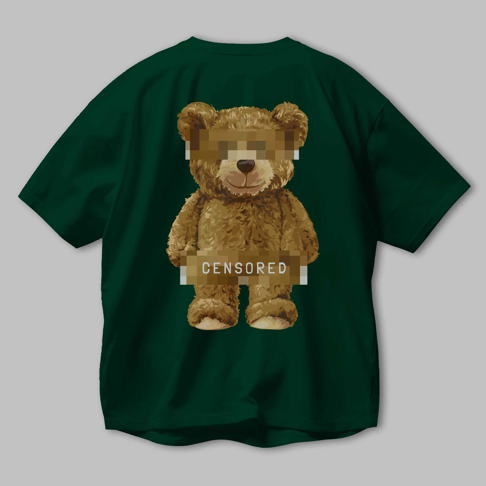 Teddy Bear Censored Arka Baskılı Oversize t-shirt Erkek Kadın Unisex %100 Pamuk