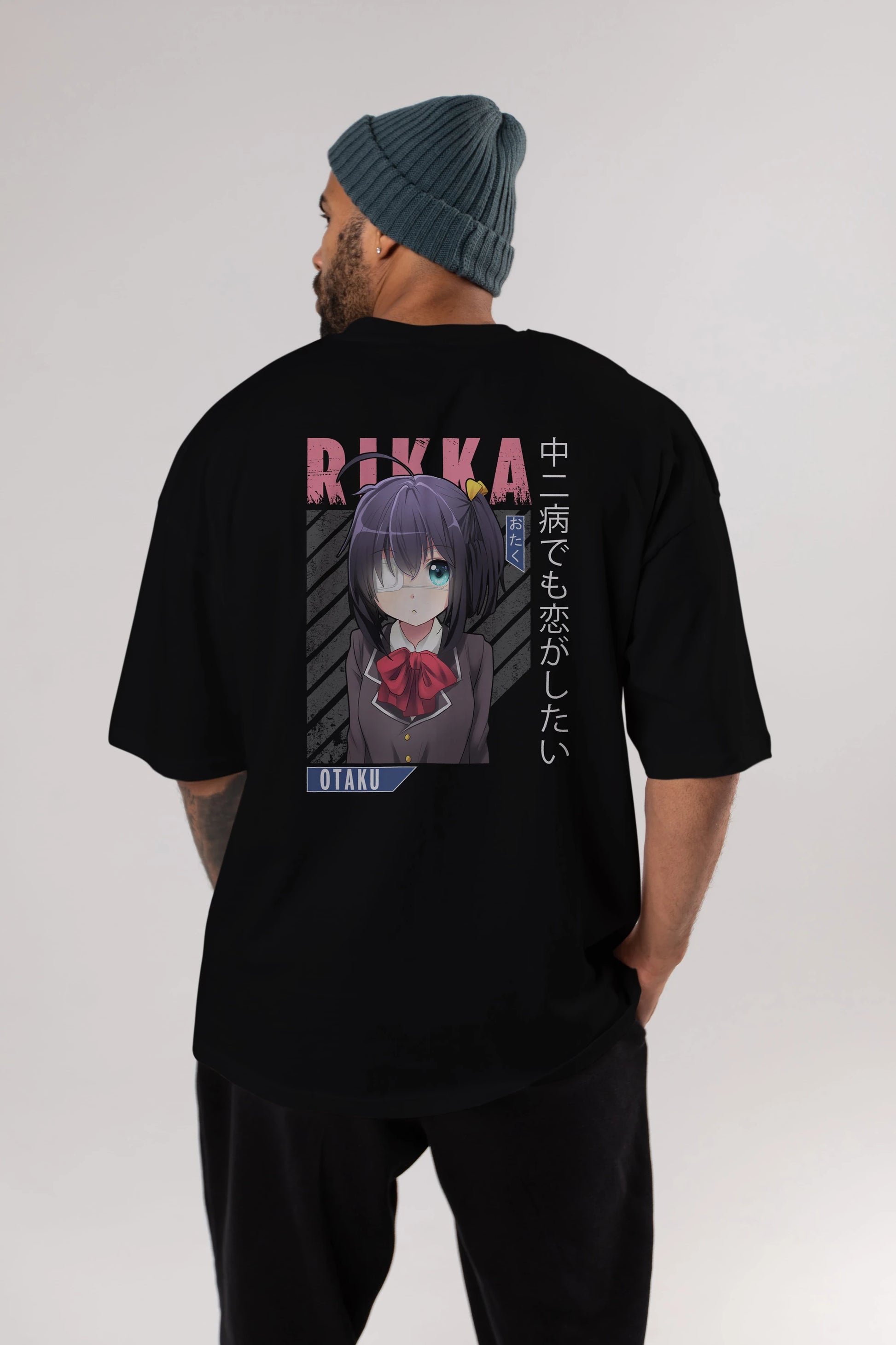 Rikka Takanashi 9 Anime Arka Baskılı Oversize t-shirt Erkek Kadın Unisex