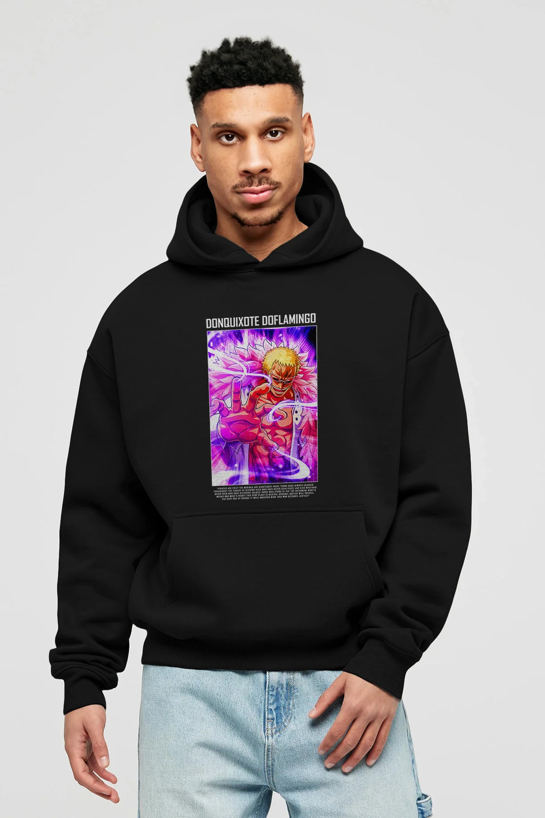 Doflamingo Anime Ön Baskılı Hoodie Oversize Kapüşonlu Sweatshirt Erkek Kadın Unisex