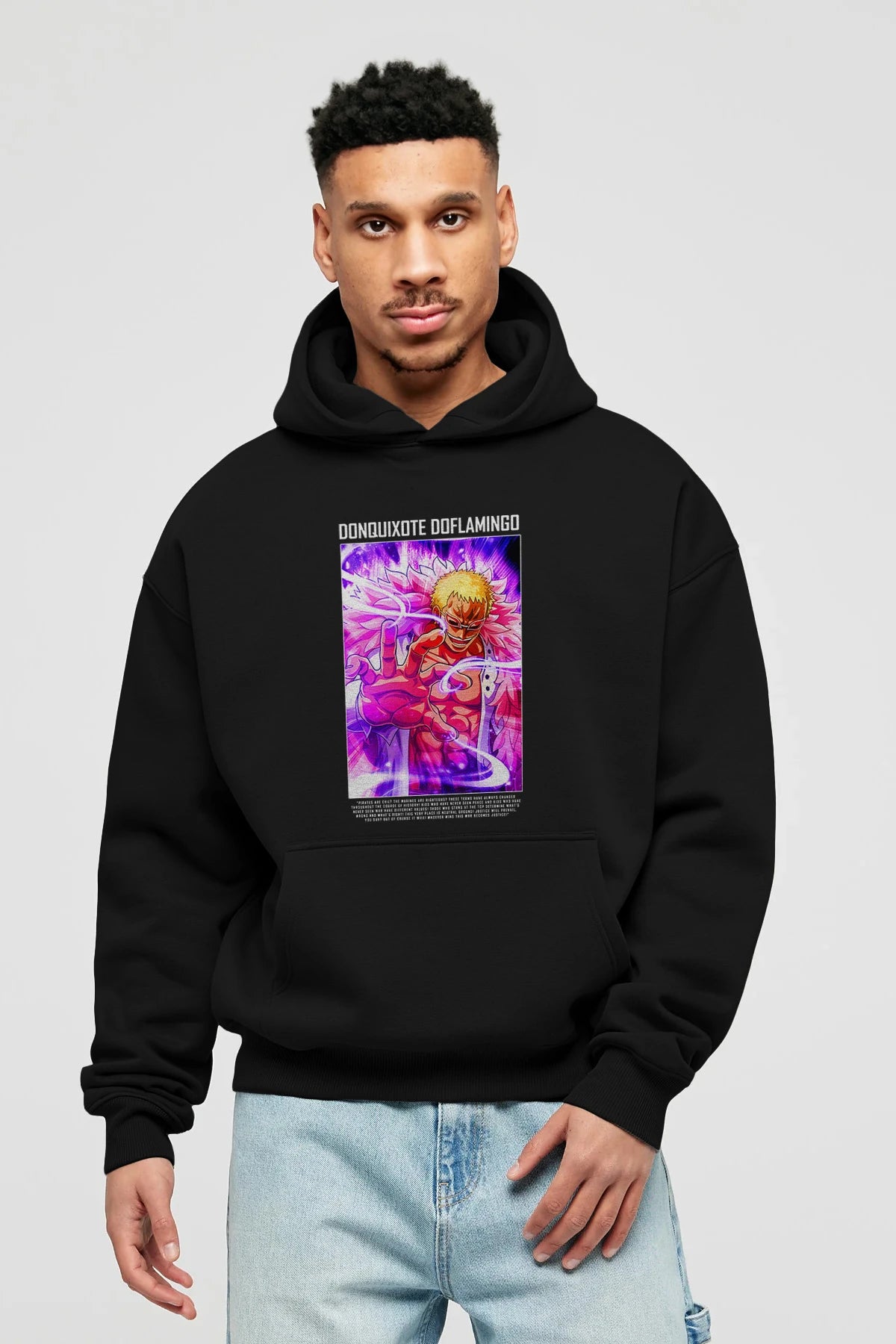 Doflamingo Anime Ön Baskılı Hoodie Oversize Kapüşonlu Sweatshirt Erkek Kadın Unisex