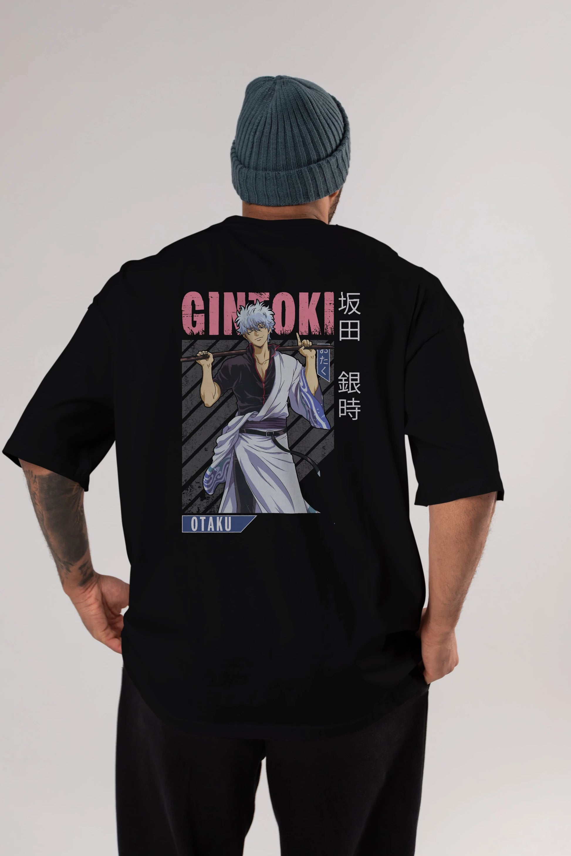 Gintoki Sakata GINTAMA 3 Anime Arka Baskılı Oversize t-shirt Erkek Kadın Unisex