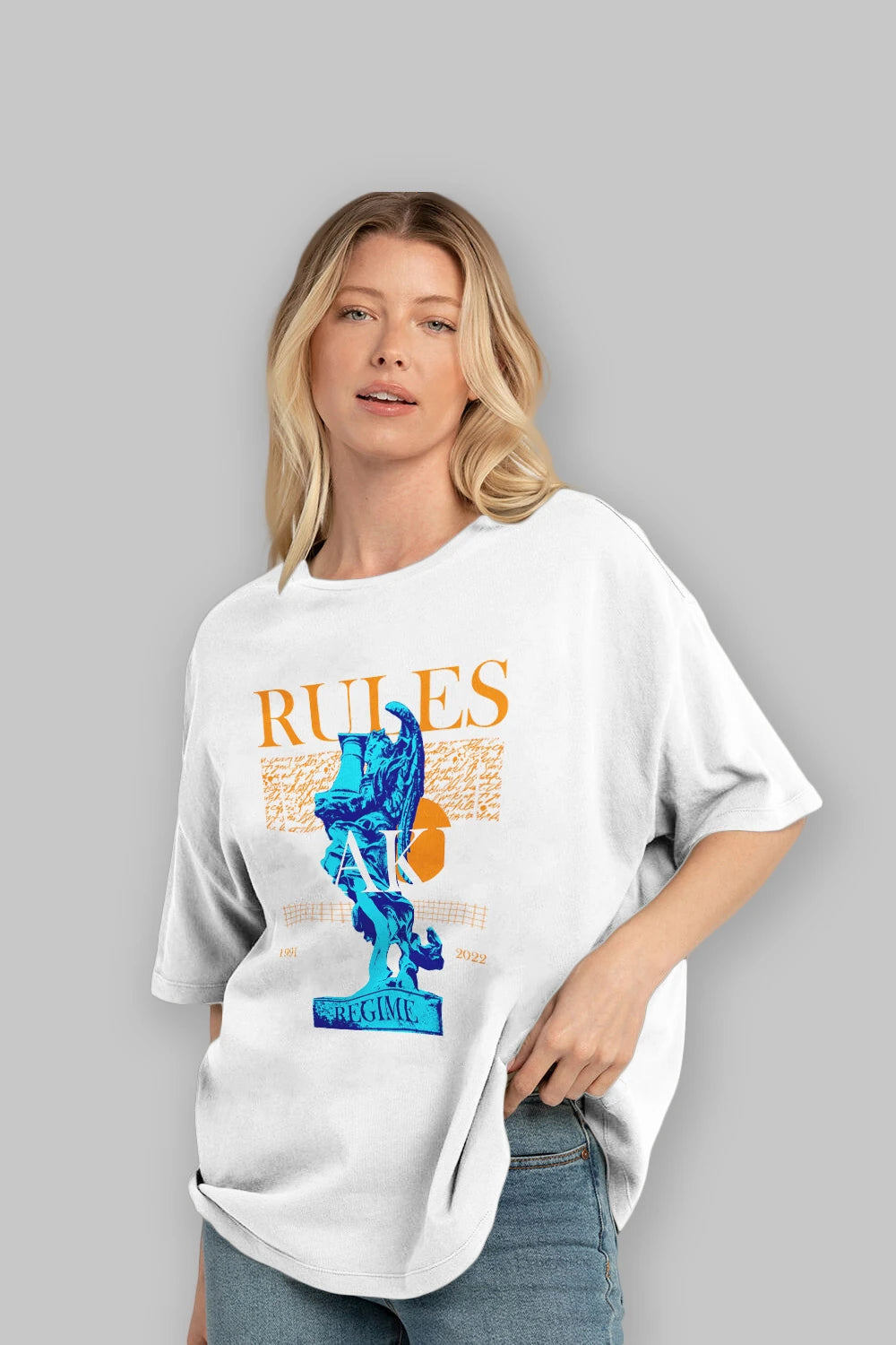 Rules Fake Ön Baskılı Oversize t-shirt Erkek Kadın Unisex