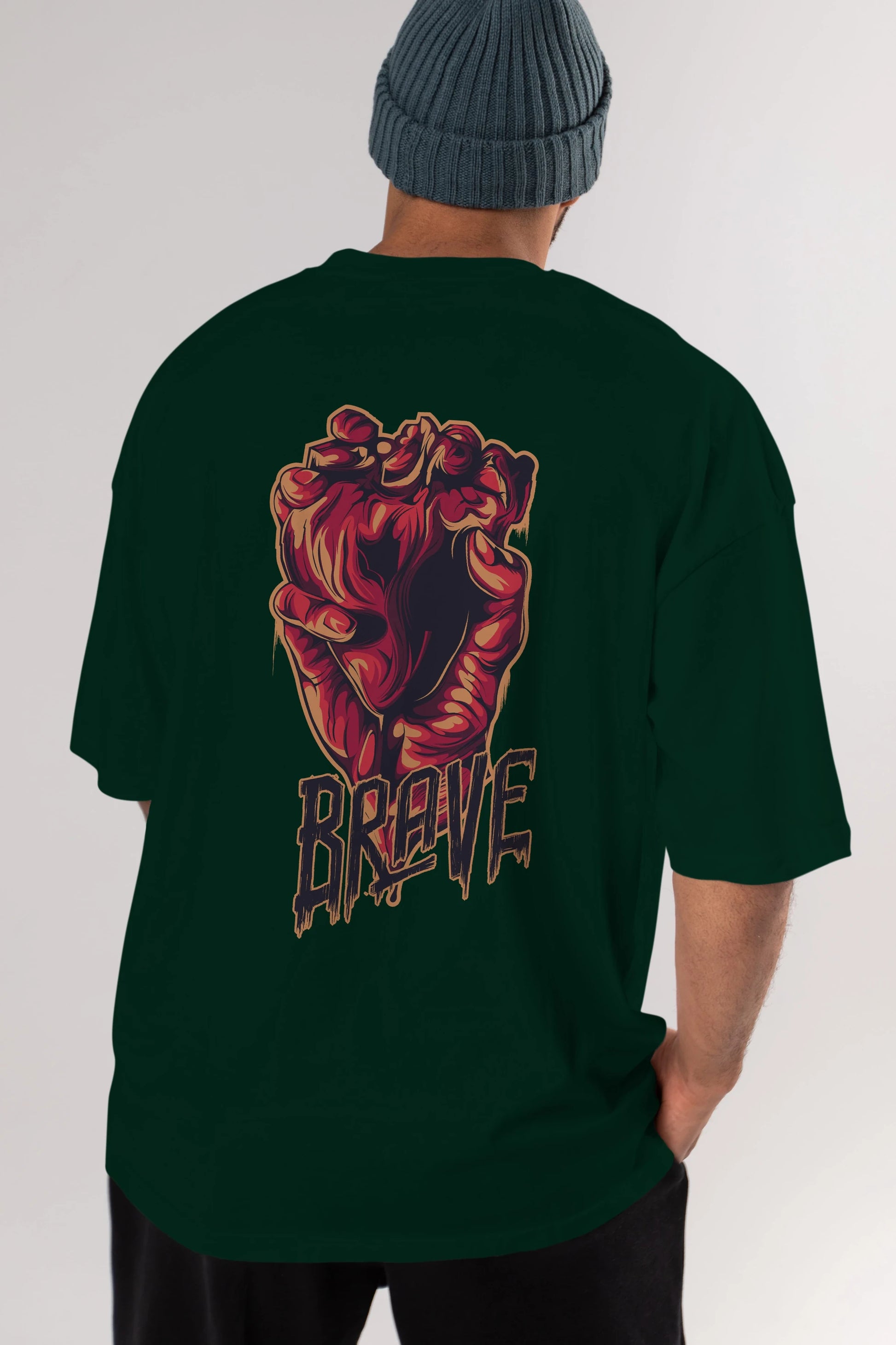 Brave Streetwear Arka Baskılı Oversize t-shirt Erkek Kadın Unisex