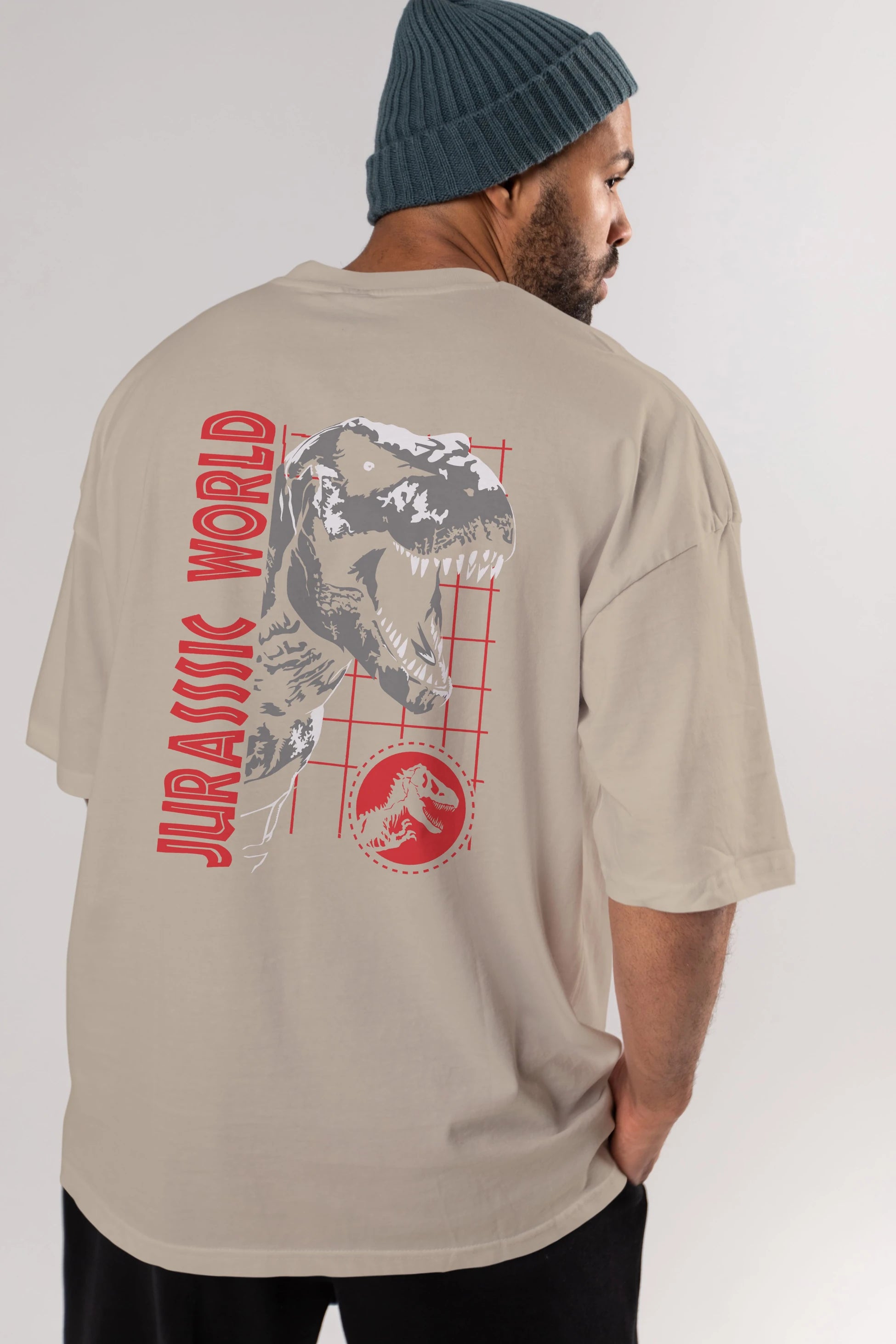 Jurassic Park (2) Arka Baskılı Oversize t-shirt Erkek Kadın Unisex %100 Pamuk Bisiklet Yaka tişort