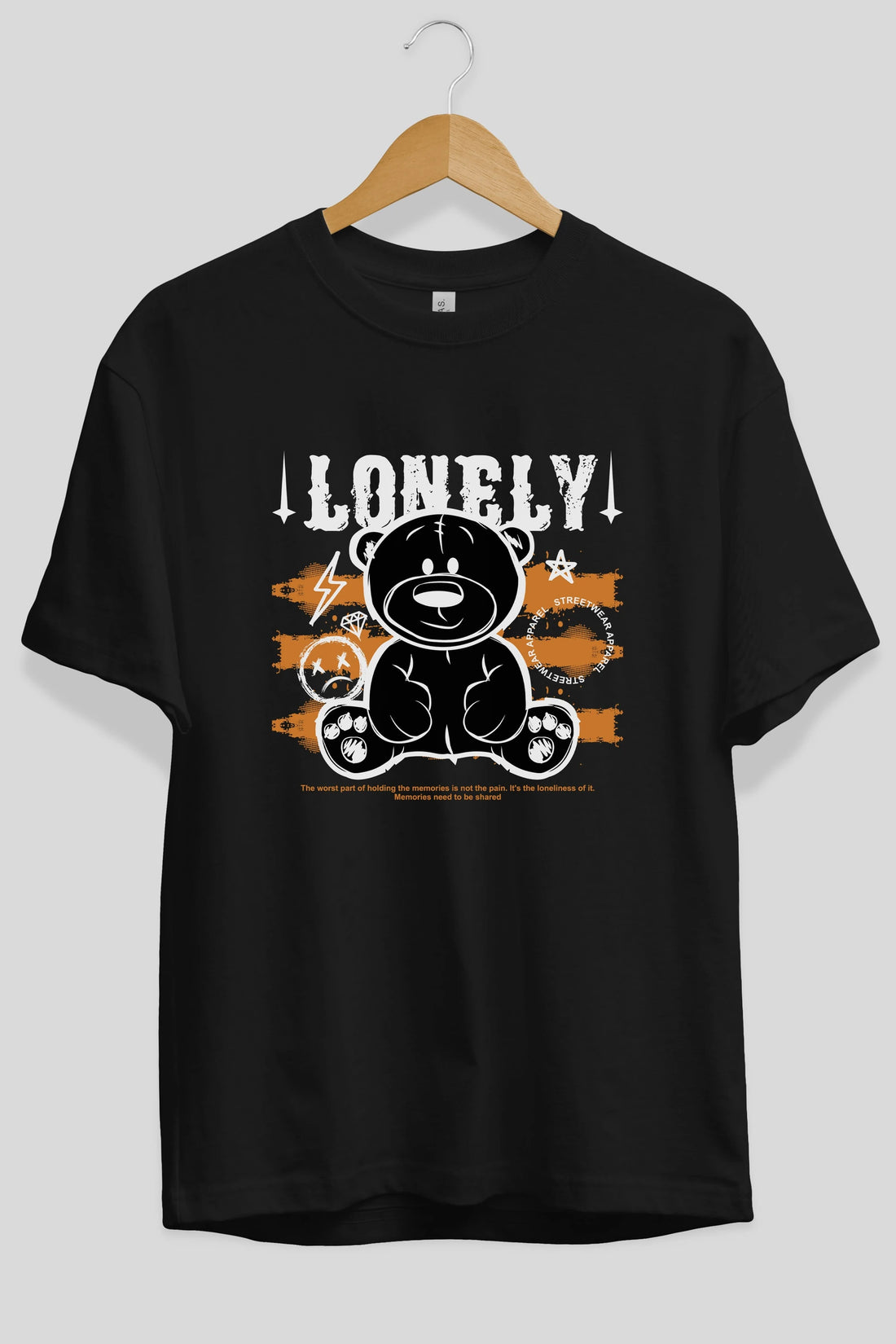 Teddy Bear Lonely Ön Baskılı Oversize t-shirt Erkek Kadın Unisex