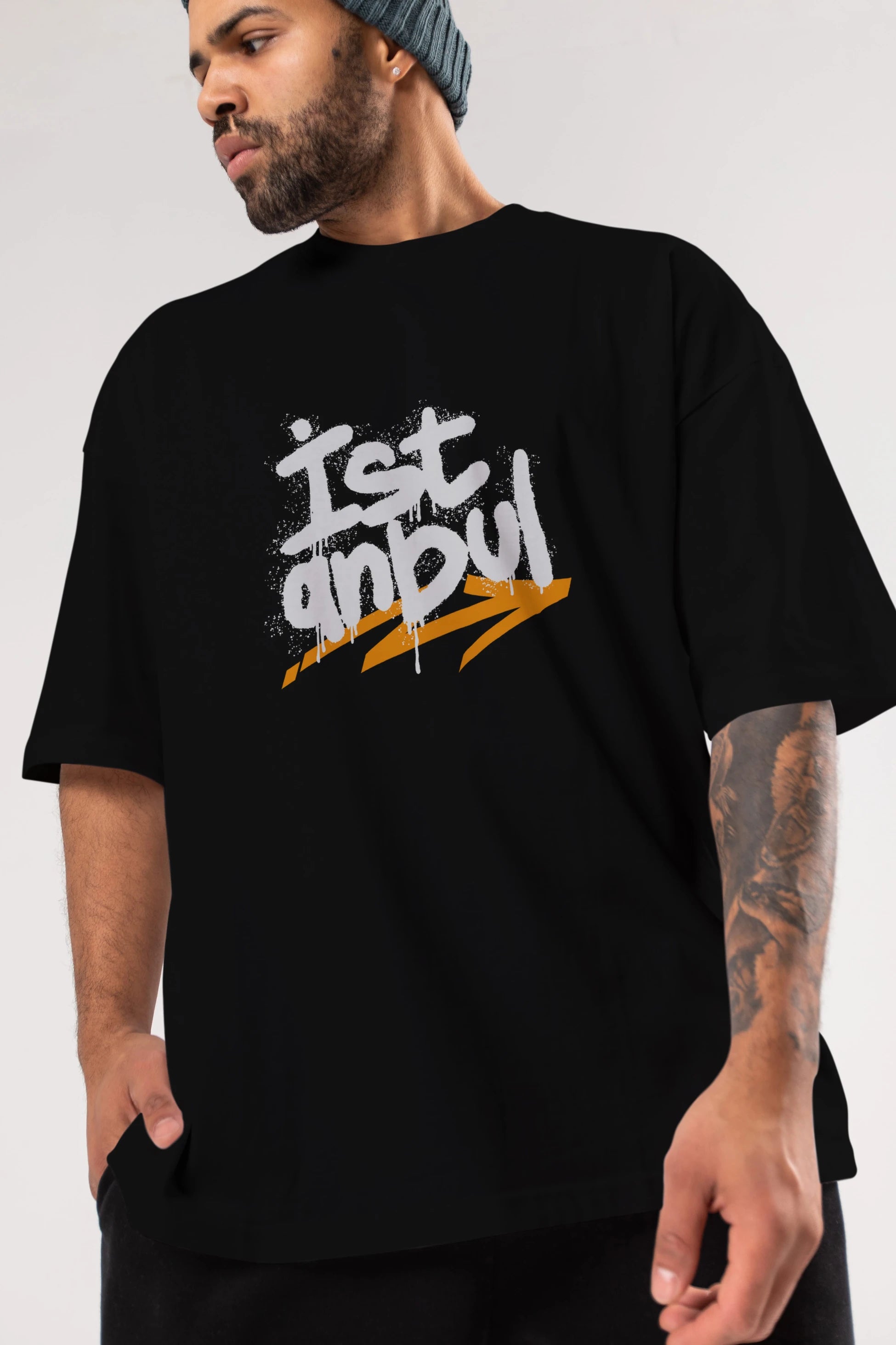istanbul Yazılı Ön Baskılı Oversize t-shirt Erkek Kadın Unisex