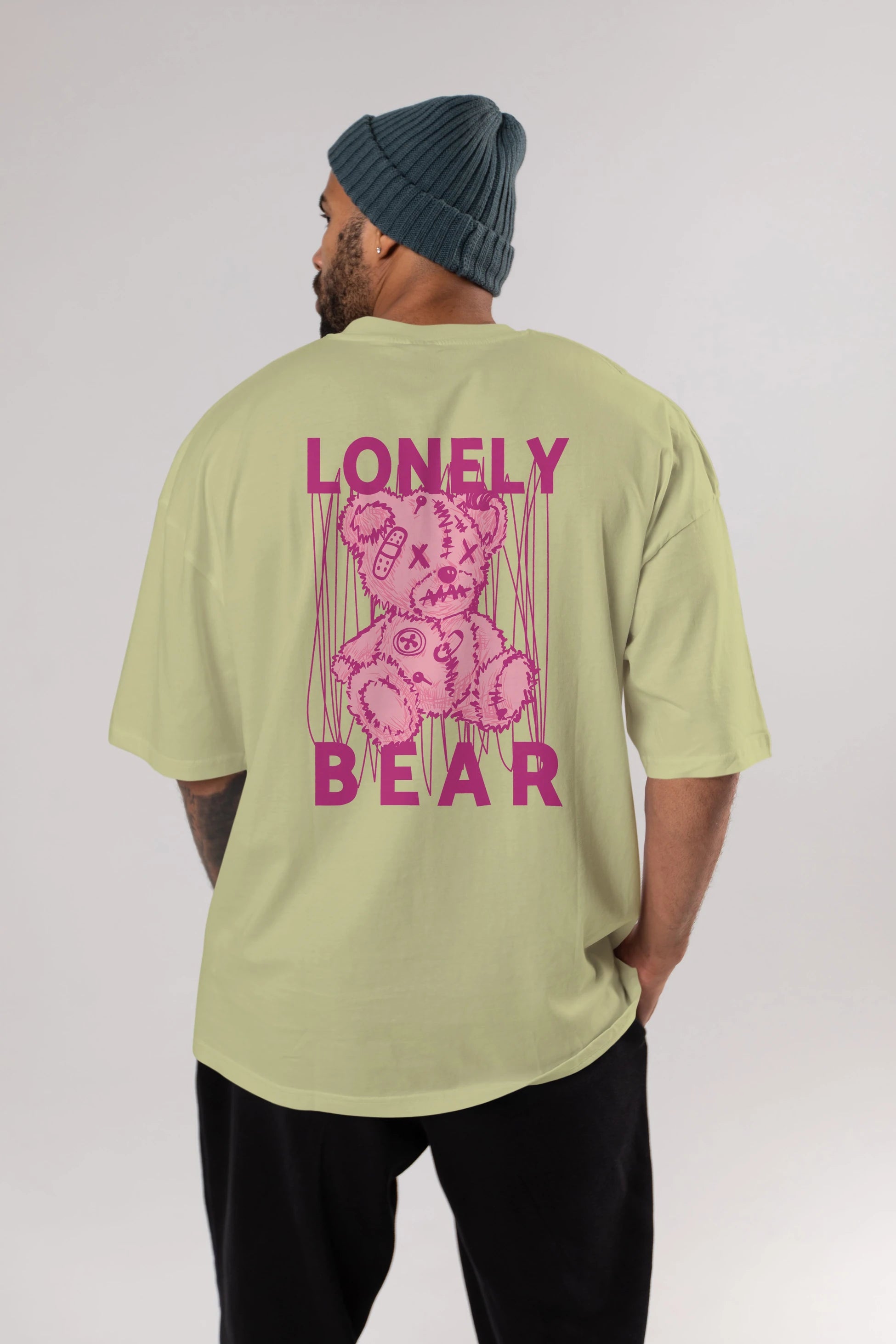 Lonely Bear Arka Baskılı Oversize t-shirt Erkek Kadın Unisex